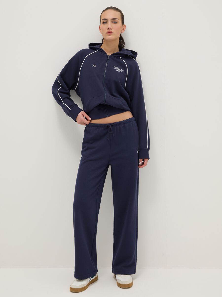 Blue jogger trousers in regular fit cotton blend_0