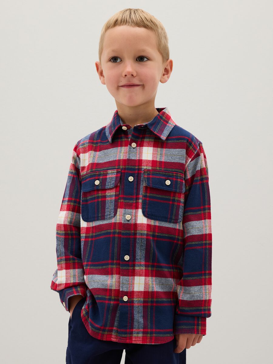 Children's pure cotton checked regular fit shirt_0
