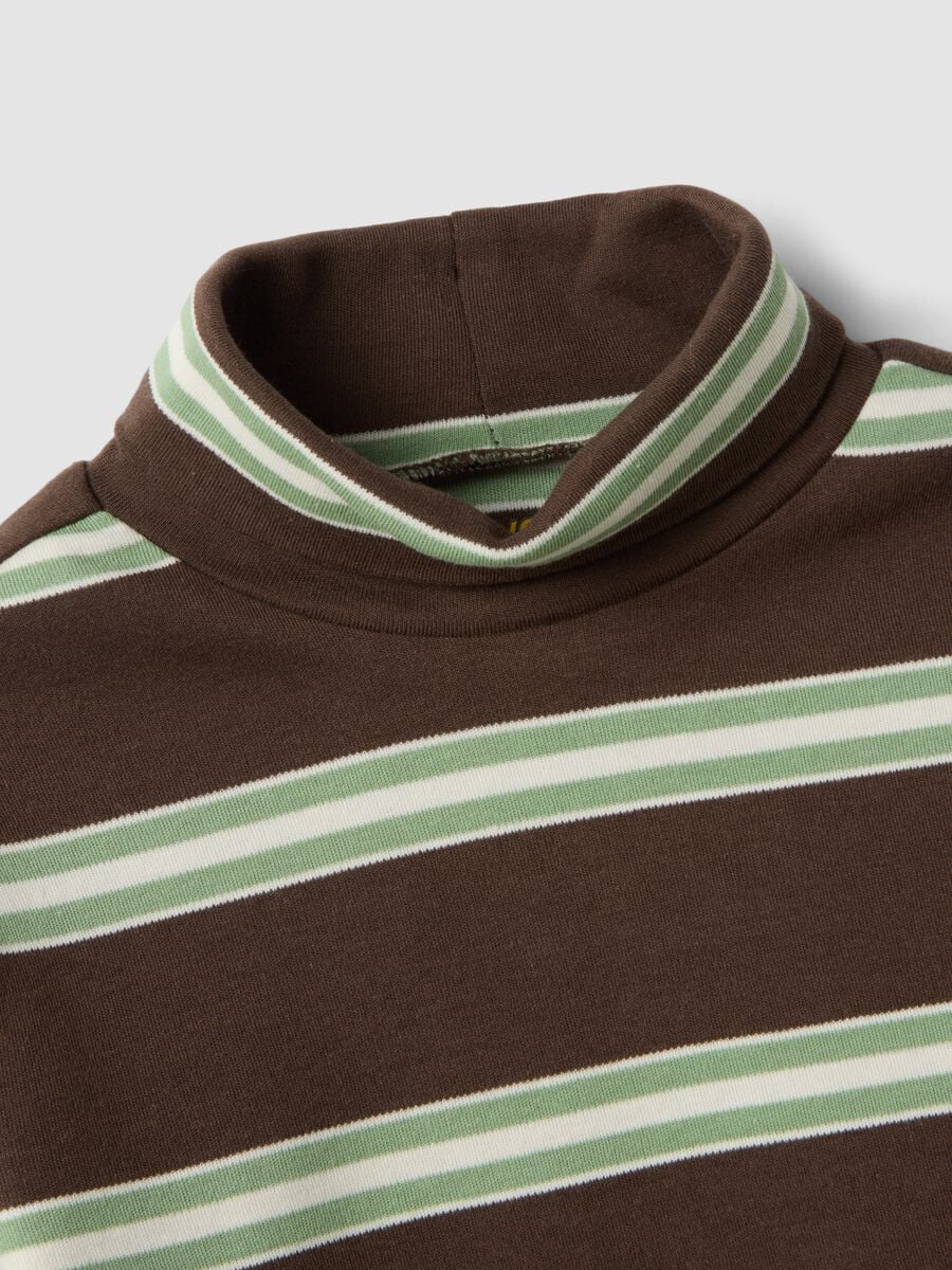 T-shirt marrone chiaro dolcevita in puro cotone organico_3