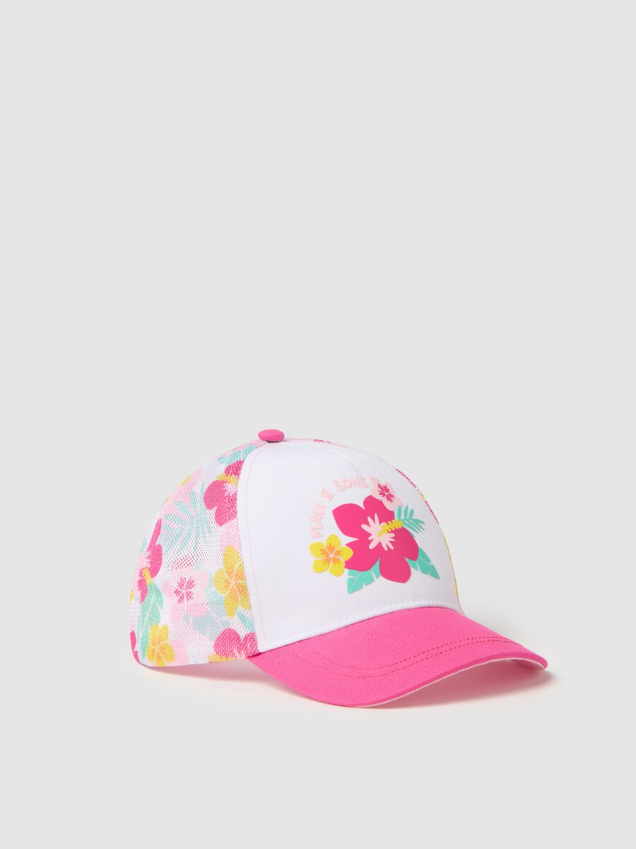Floral Print Baseball Cap_0