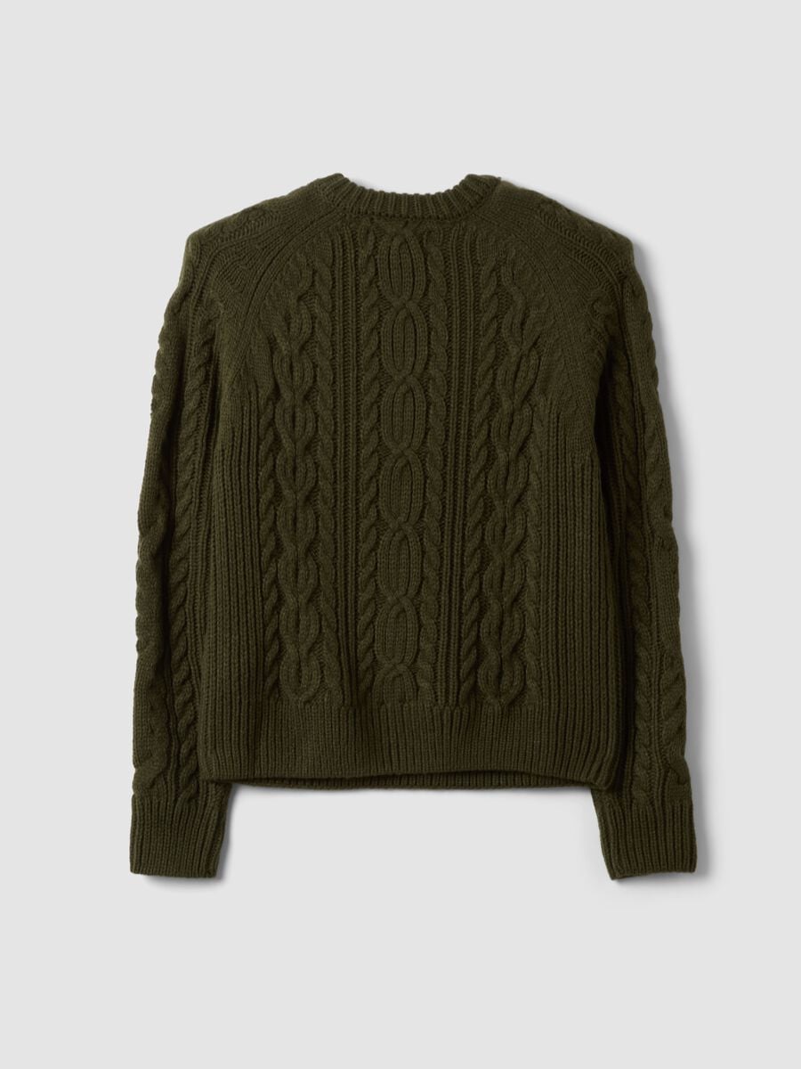 Green cable-knit wool-blend crew neck jumper_6