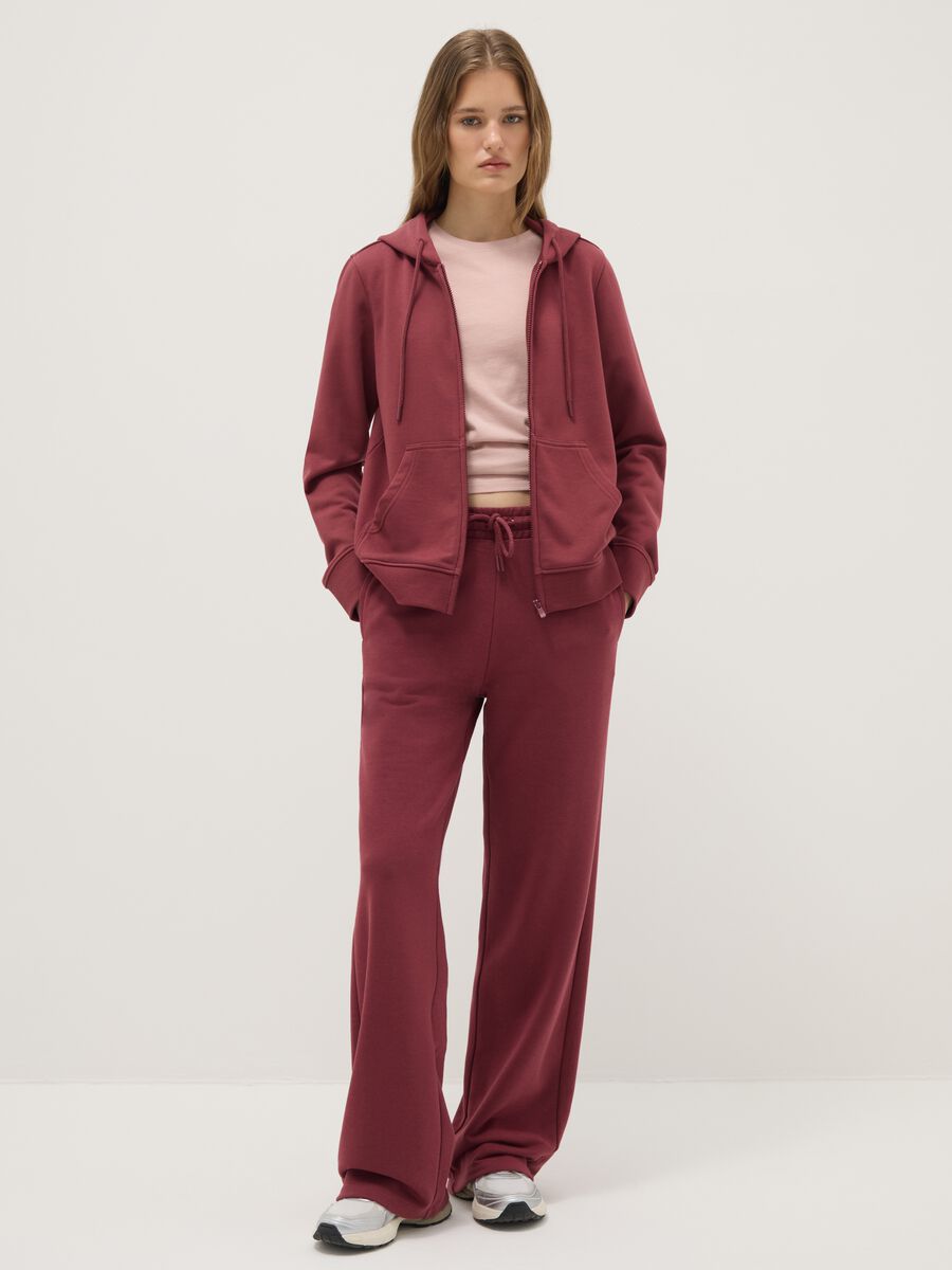 Pink regular fit cotton blend trousers_0