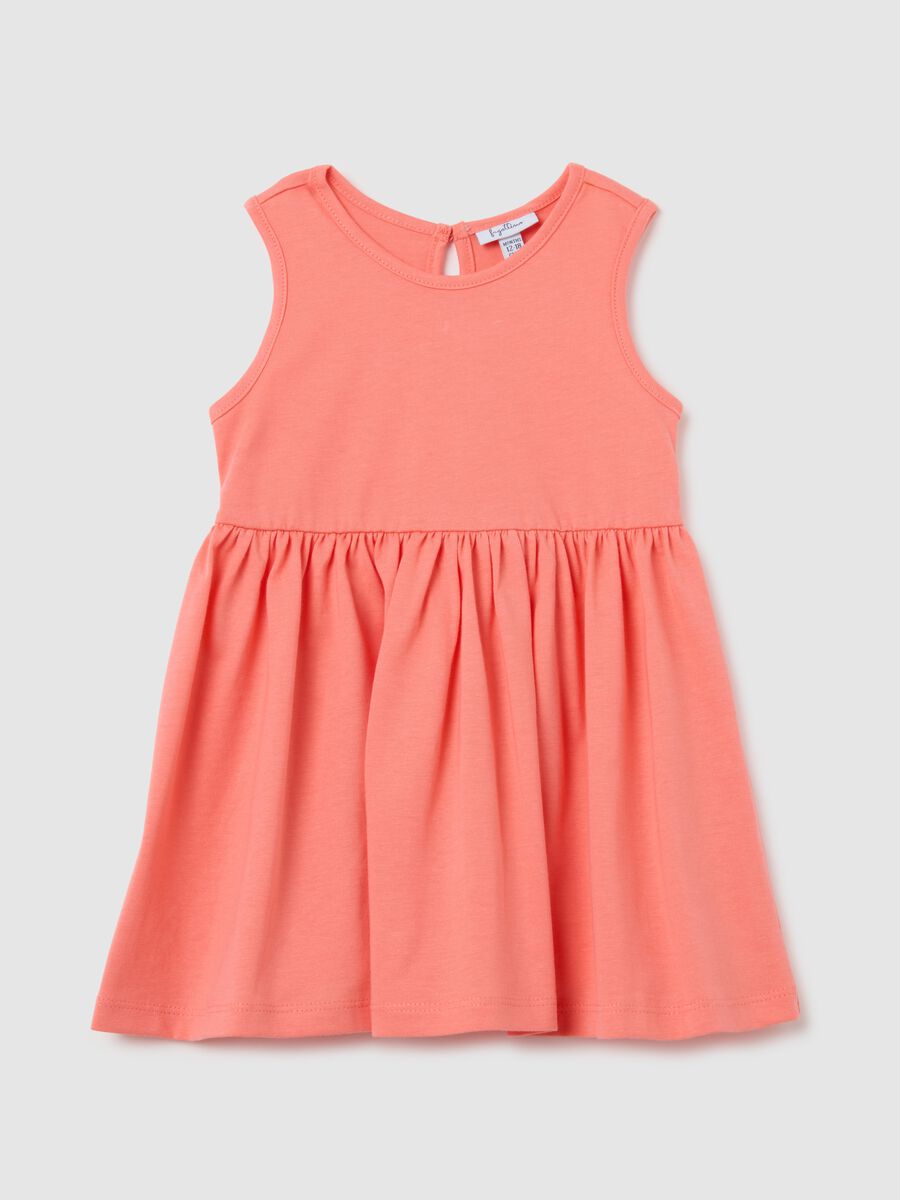 Baby girl dress in pure orange cotton regular fit_0