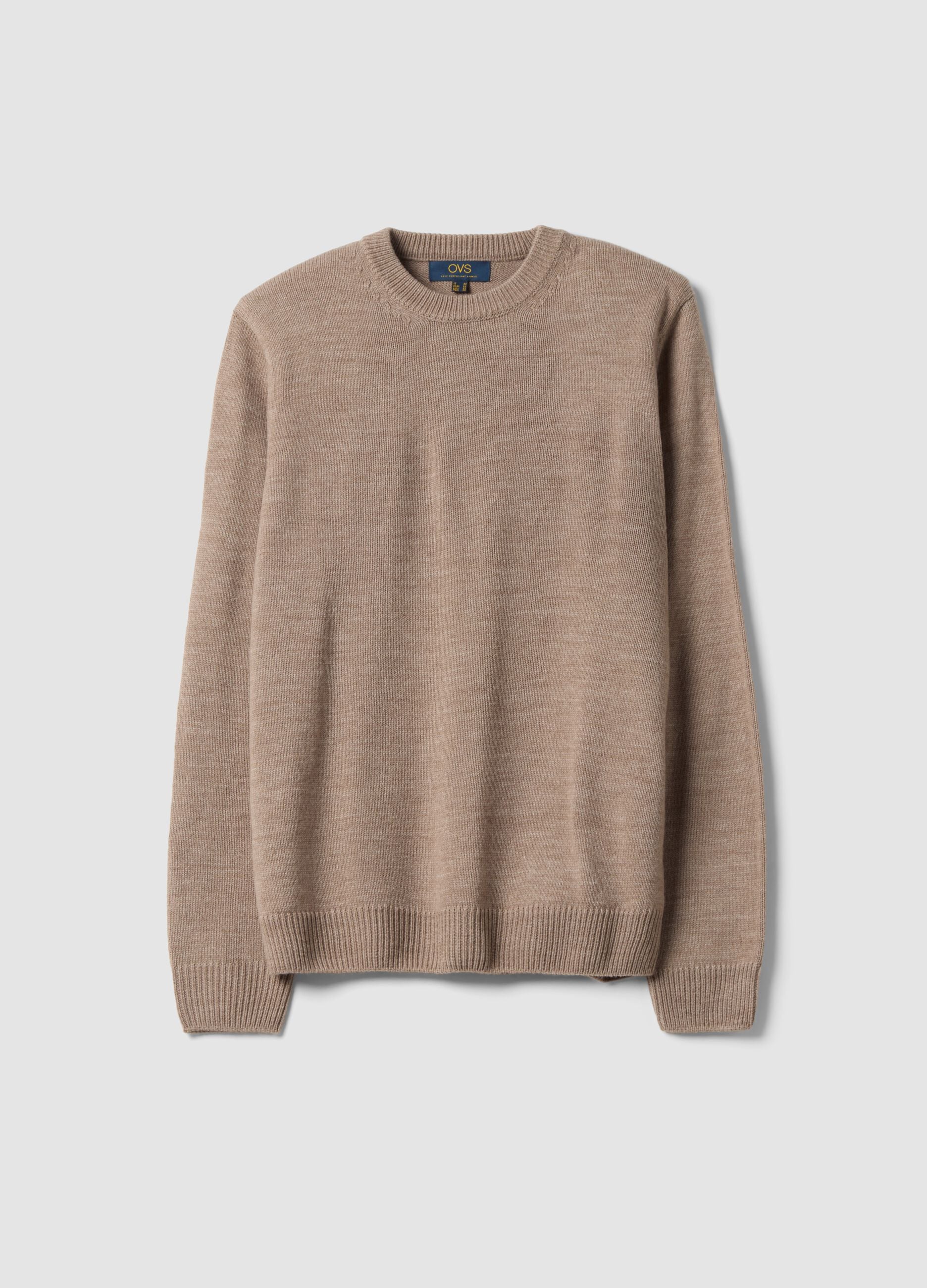 Maglia beige girocollo in jersey knit regular fit