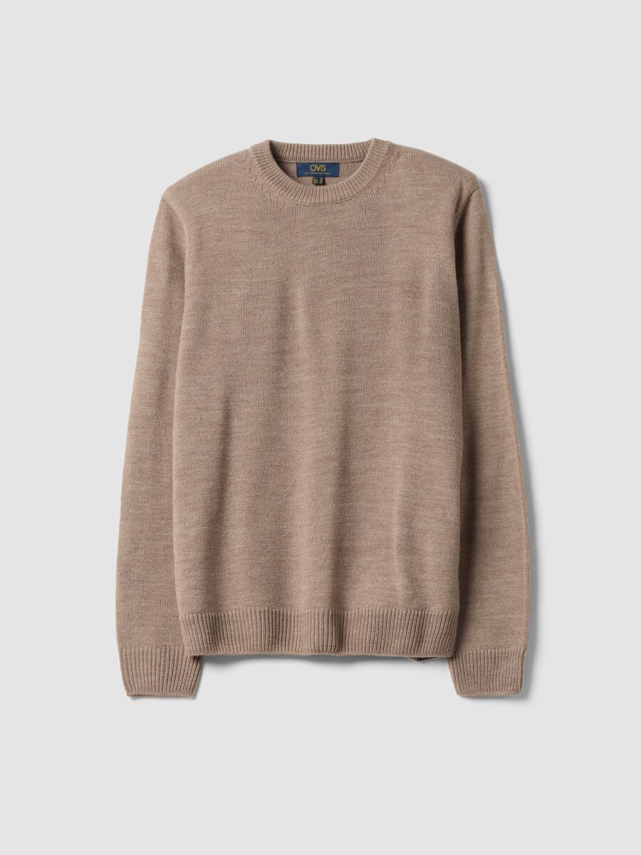 Maglia beige girocollo in jersey knit regular fit_0