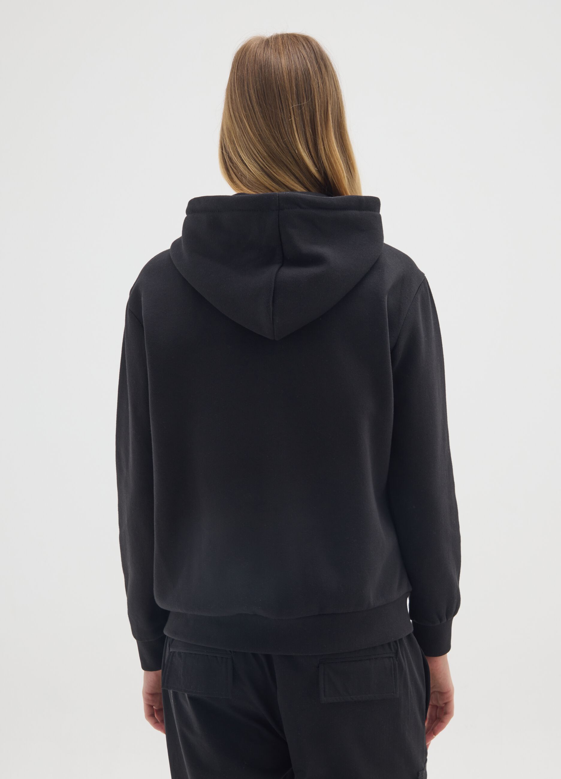 Black regular fit cotton blend sweatshirt