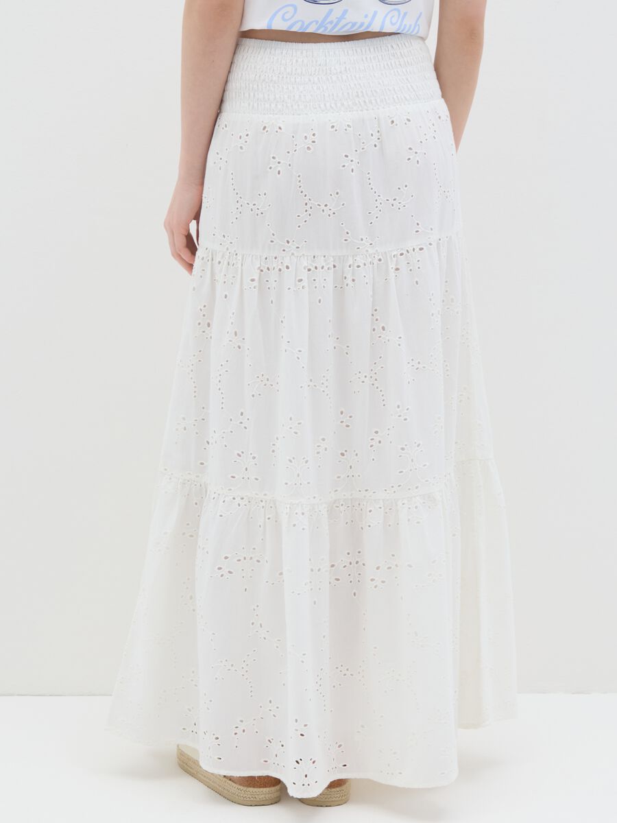 Women's White Long Skirt in Pure Cotton - Regular Fit_3