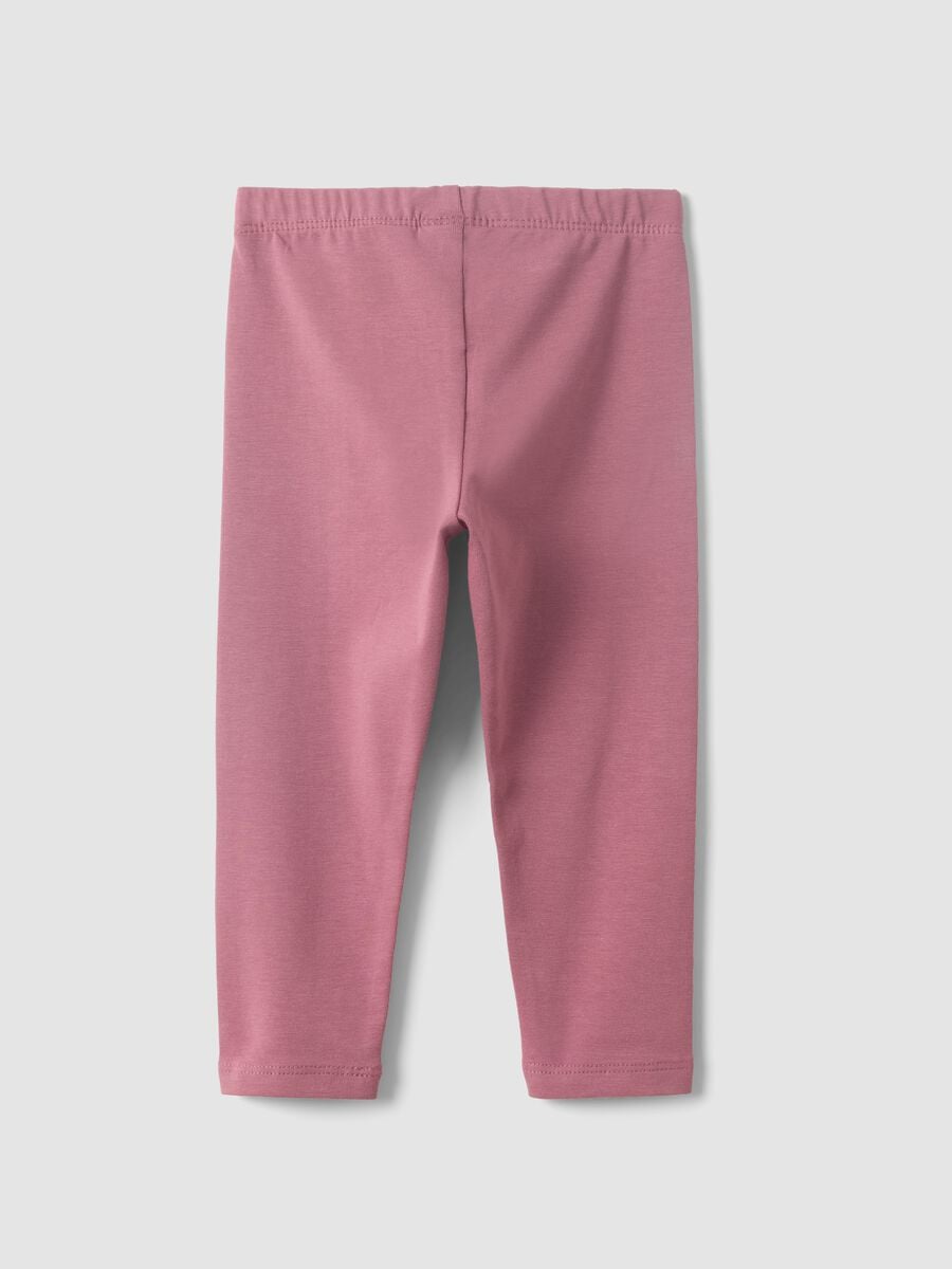 Leggings viola in misto cotone organico slim fit per bimba_1