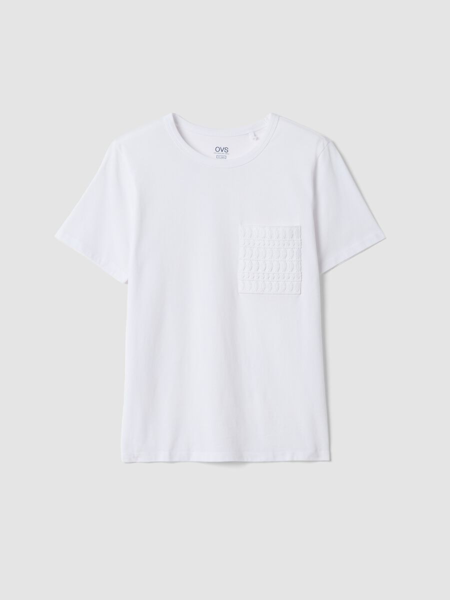 T-shirt in puro cotone bianca regular fit con taschino ricamato_4