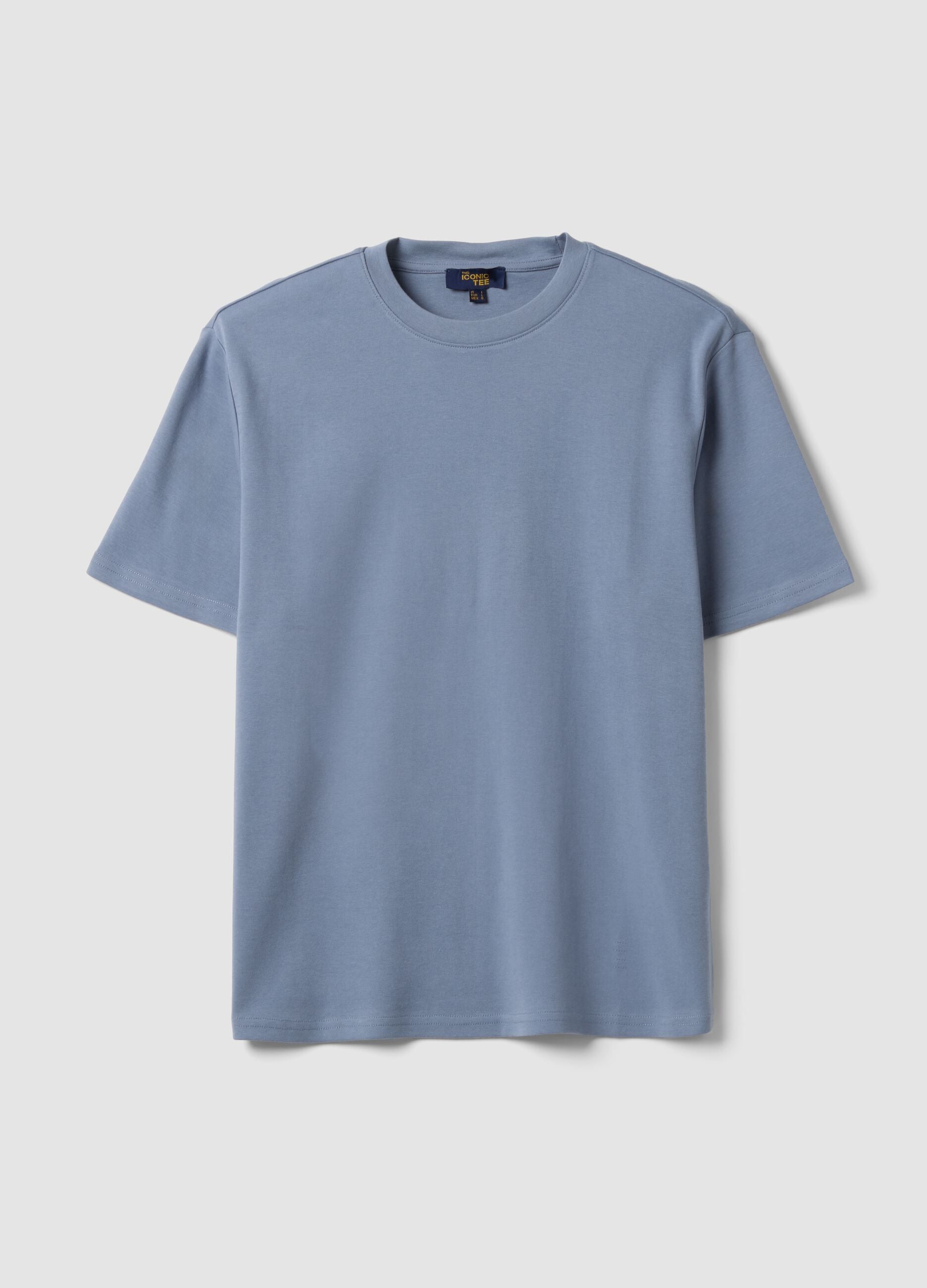 Blue pure cotton short-sleeve relaxed fit T-shirt