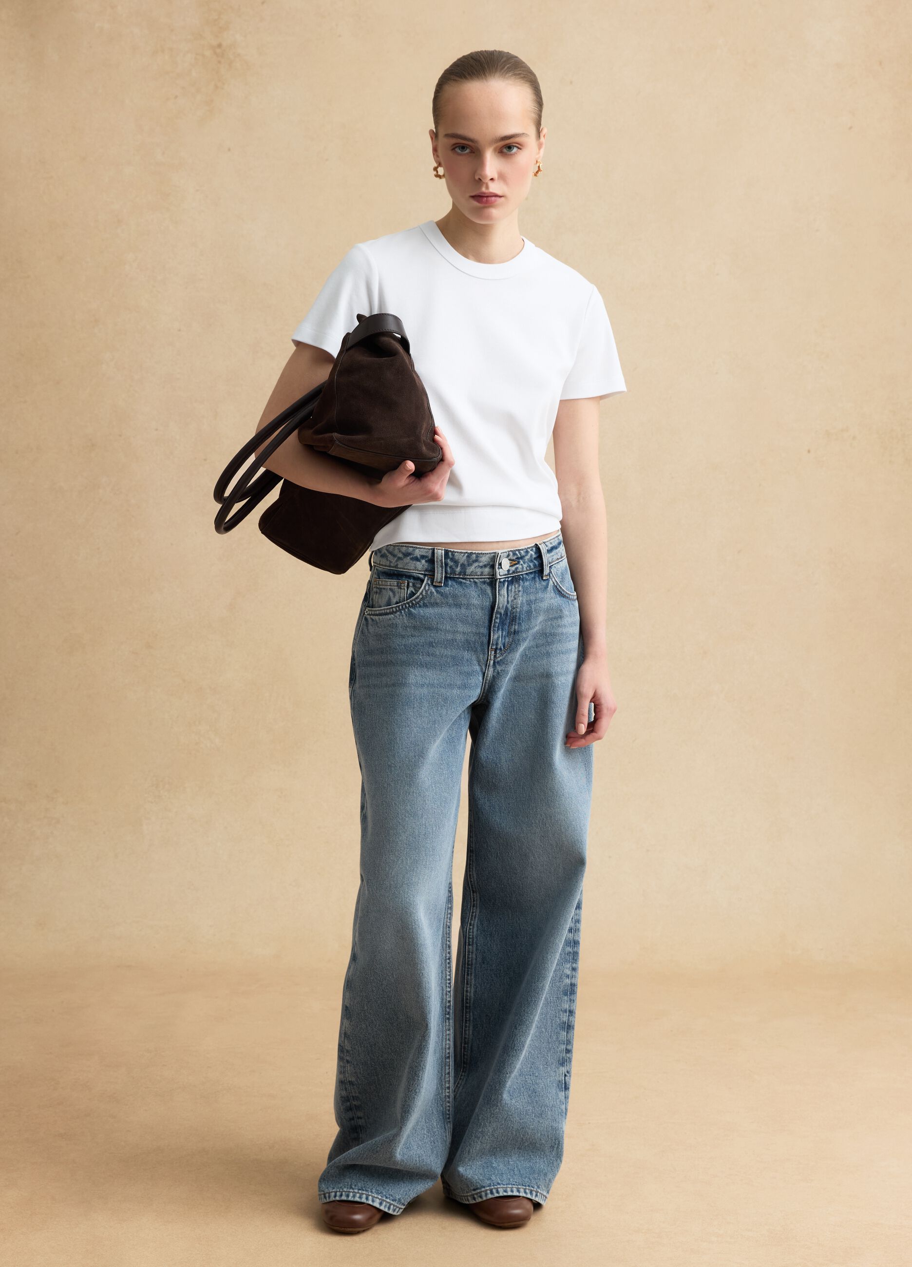 Pure Cotton Wide Leg Blue Jeans