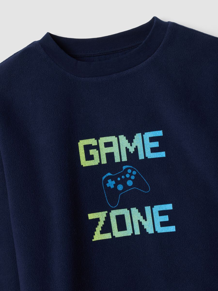 Blue crew-neck pyjamas with video game print trousers_2
