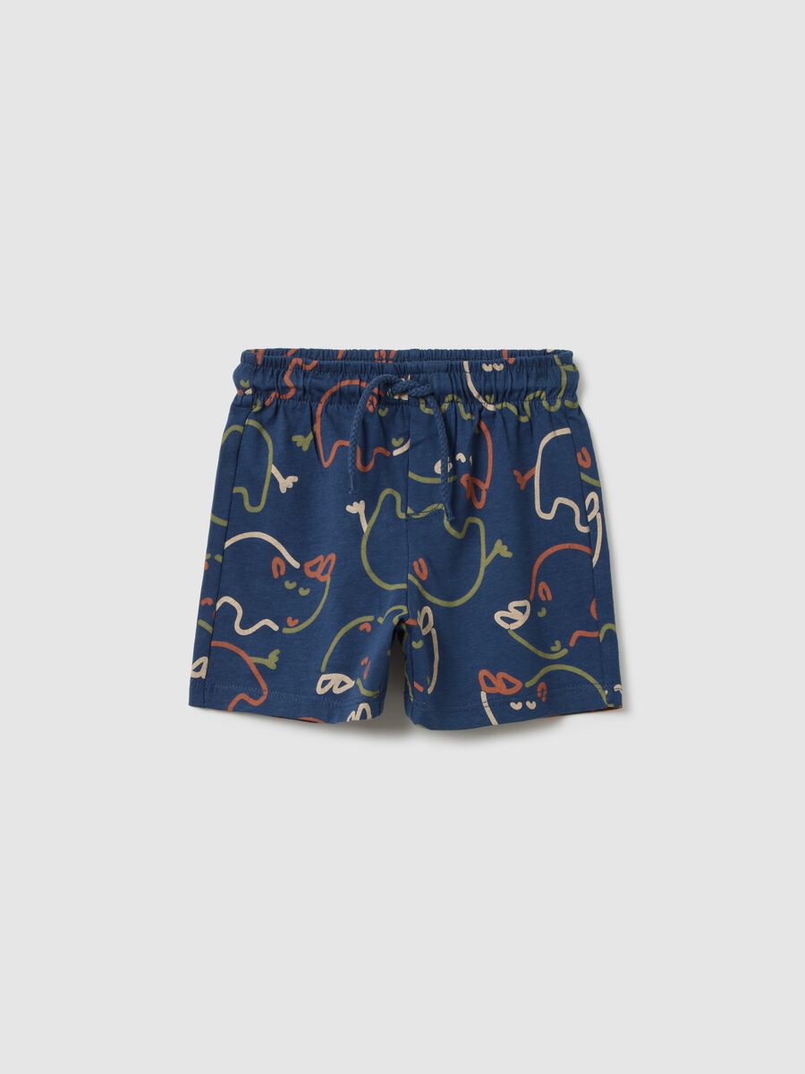 Children's blue pure cotton shorts regular fit with print_0