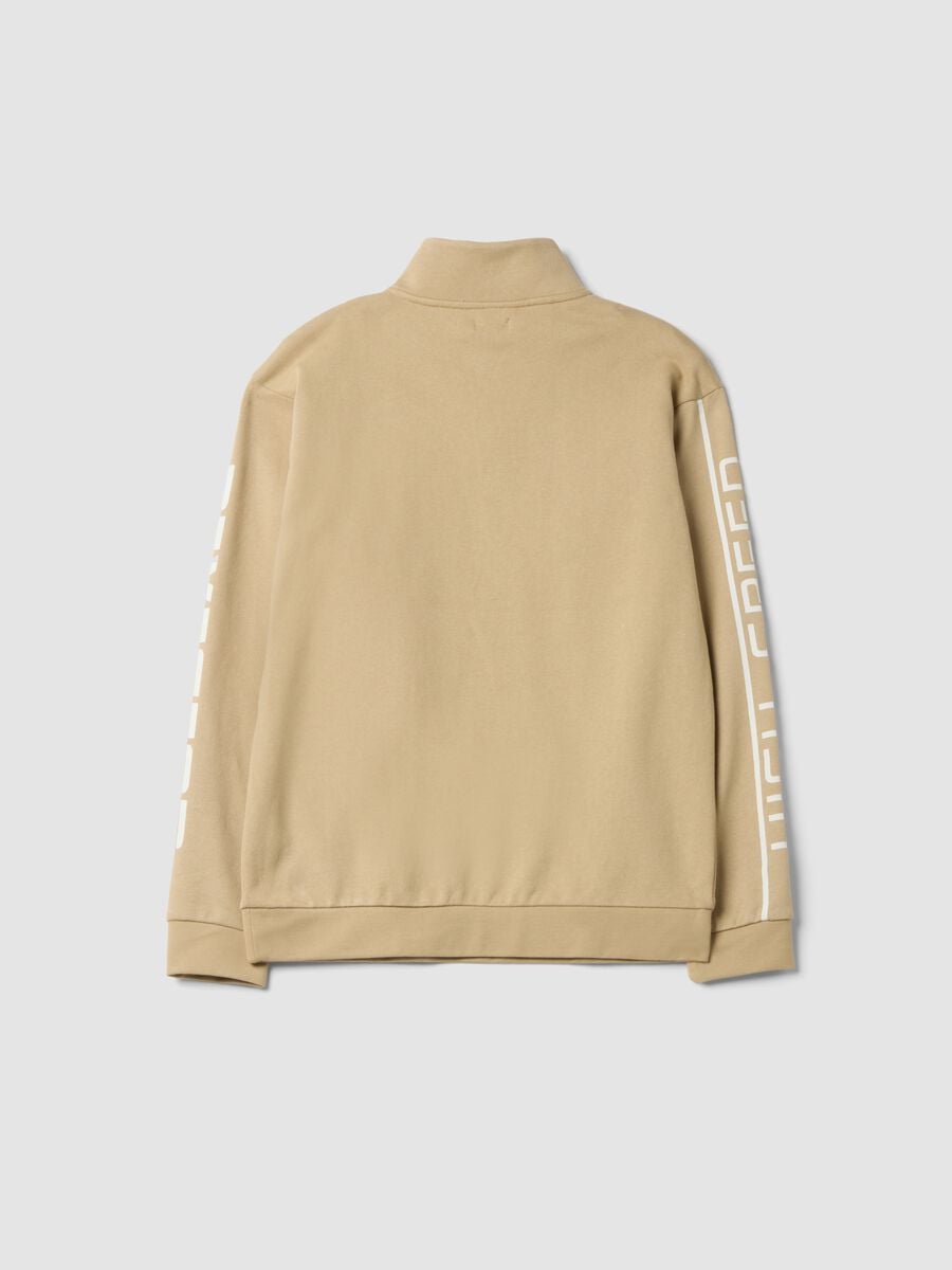 Beige cotton half-zip sweatshirt, relaxed fit_2