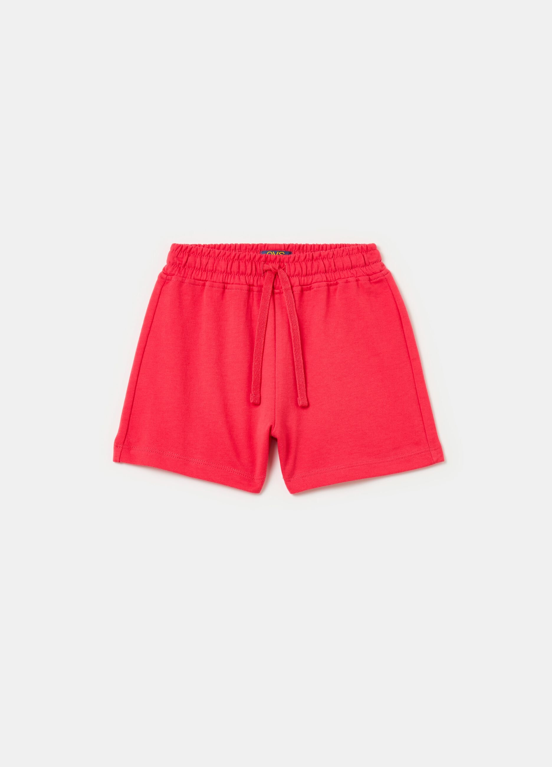 Fleece shorts with drawstring