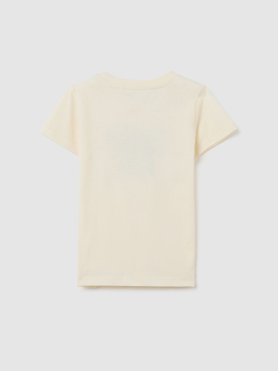 T-shirt da bambina in puro cotone beige con giraffe_1
