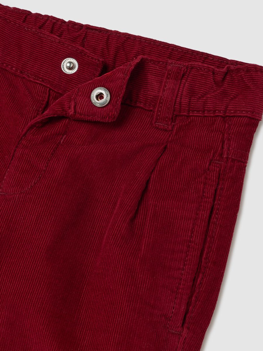 Pantaloni rossi da bambino in puro cotone a coste regular fit_2