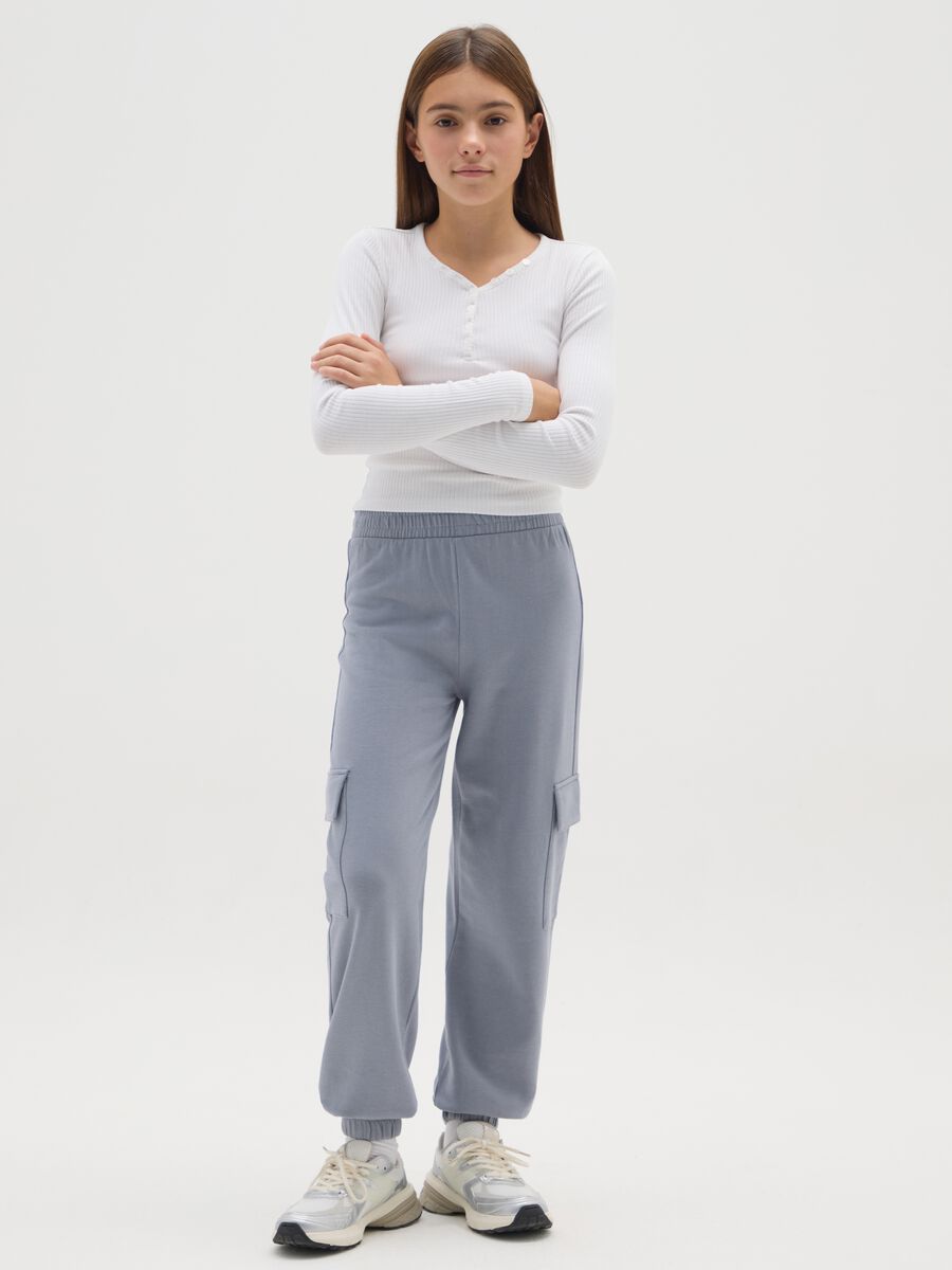 Girls Grey Cotton Trousers in Blue_1