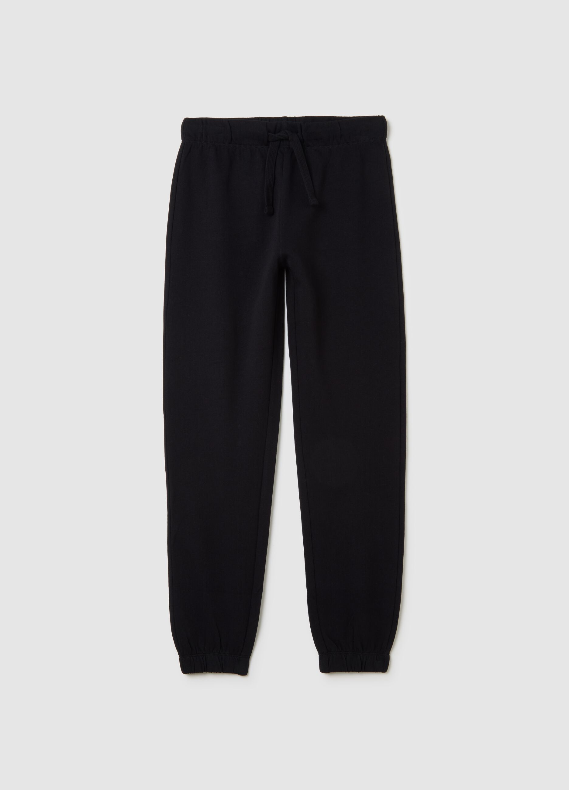 Boys' black pure cotton regular fit jogger trousers