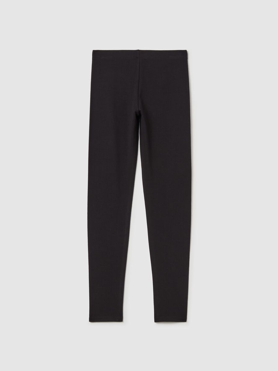 Stretch cotton leggings with lettering print_1
