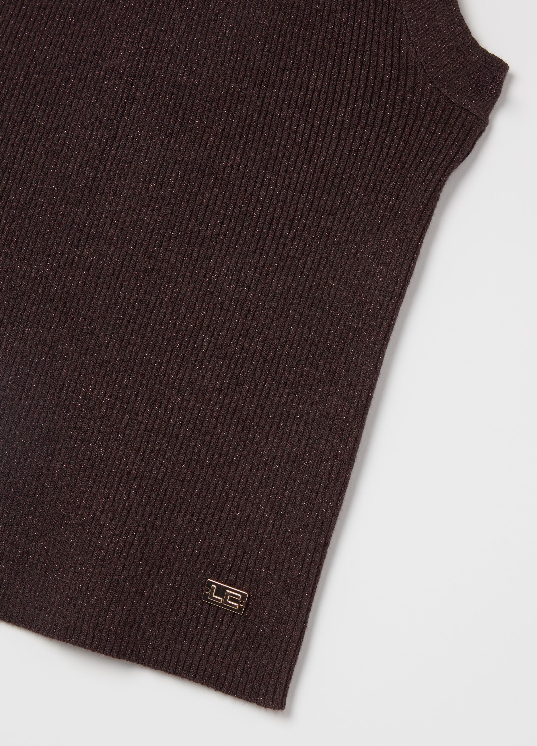 Ribbed tank top with lurex