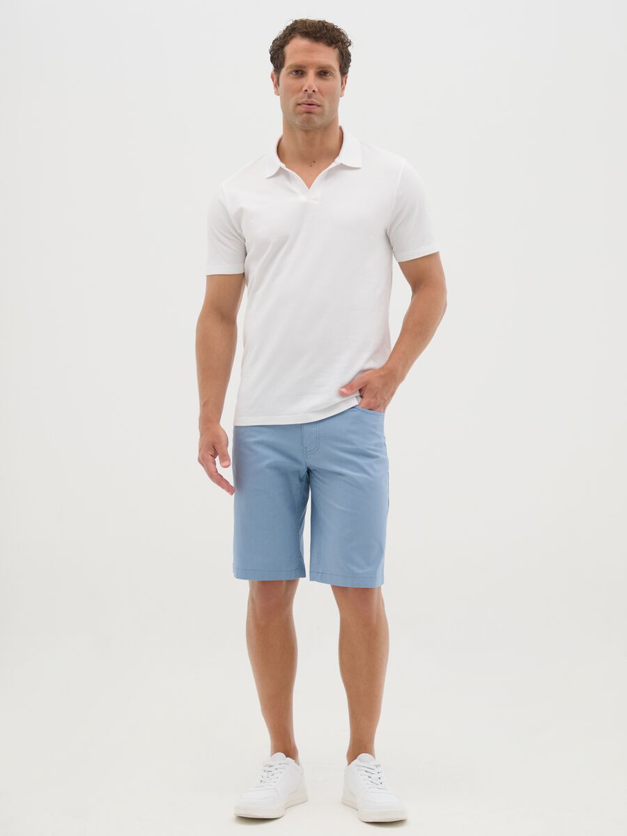 Men's regular fit blue stretch cotton bermuda shorts_0