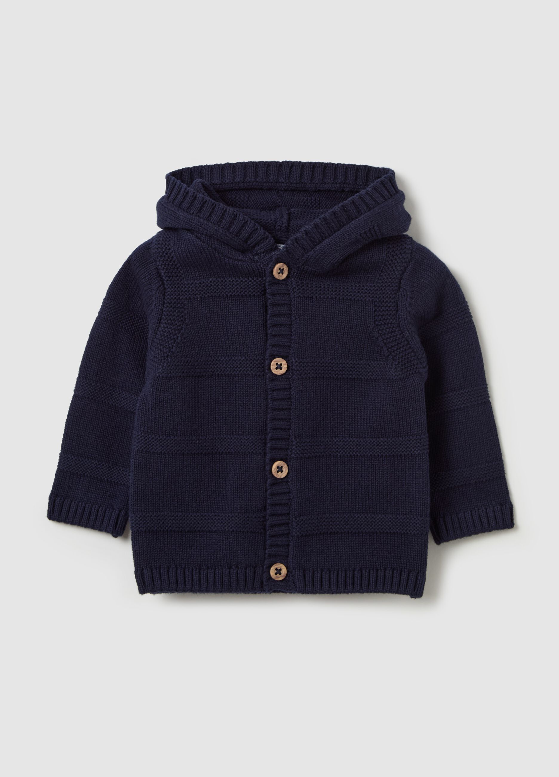 Cotton cardigan with hood