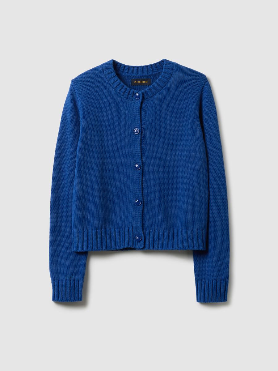 Blue regular fit pure cotton cardigan with buttons_4