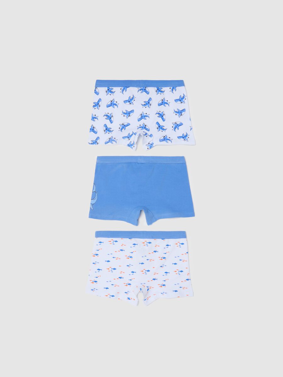 Three-pack white and light blue boxer shorts with print_1