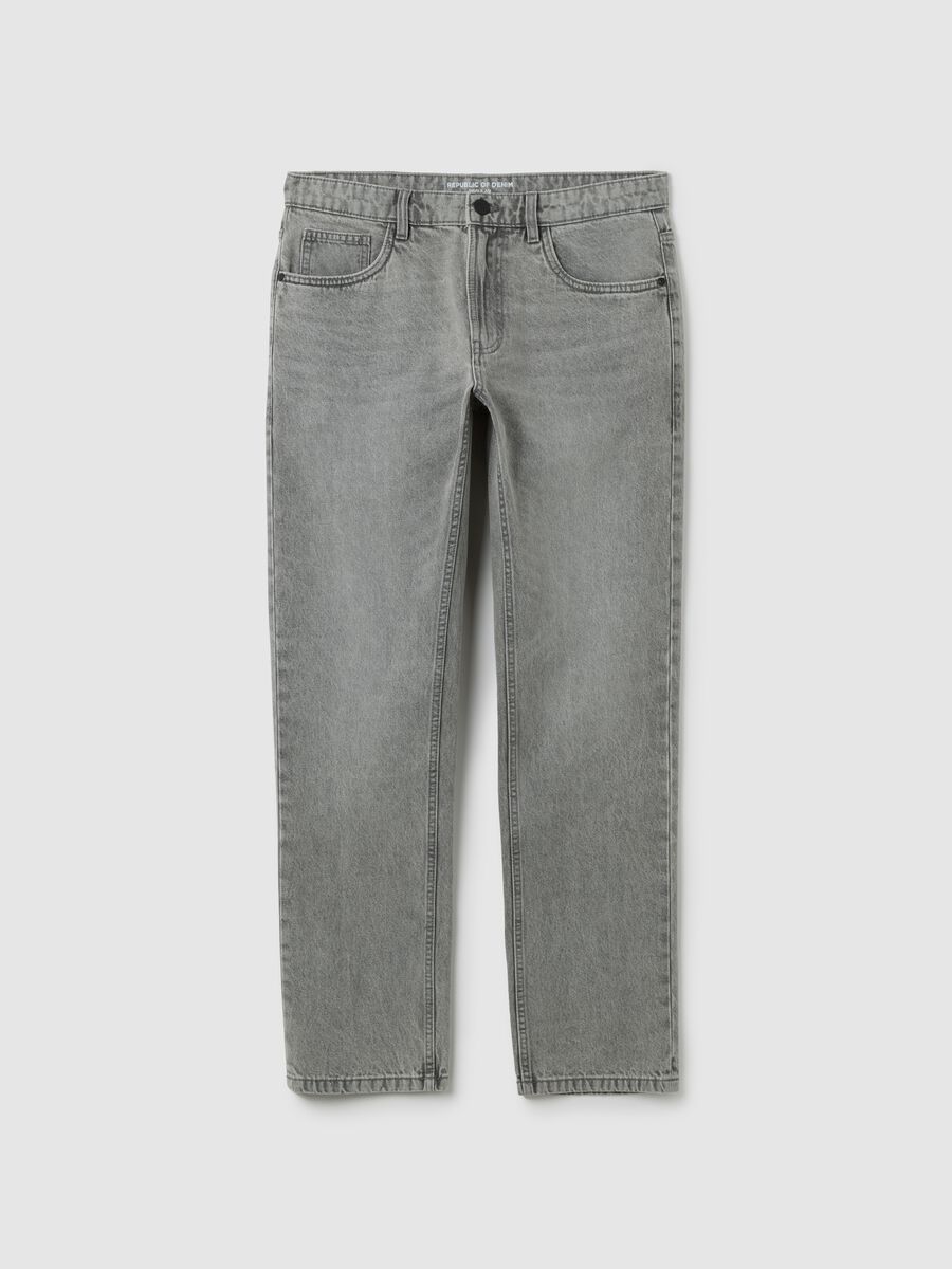 Men's regular fit grey pure cotton jeans_4