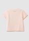 Girls' pink cotton blend T-shirt regular fit with floral embroidery_1