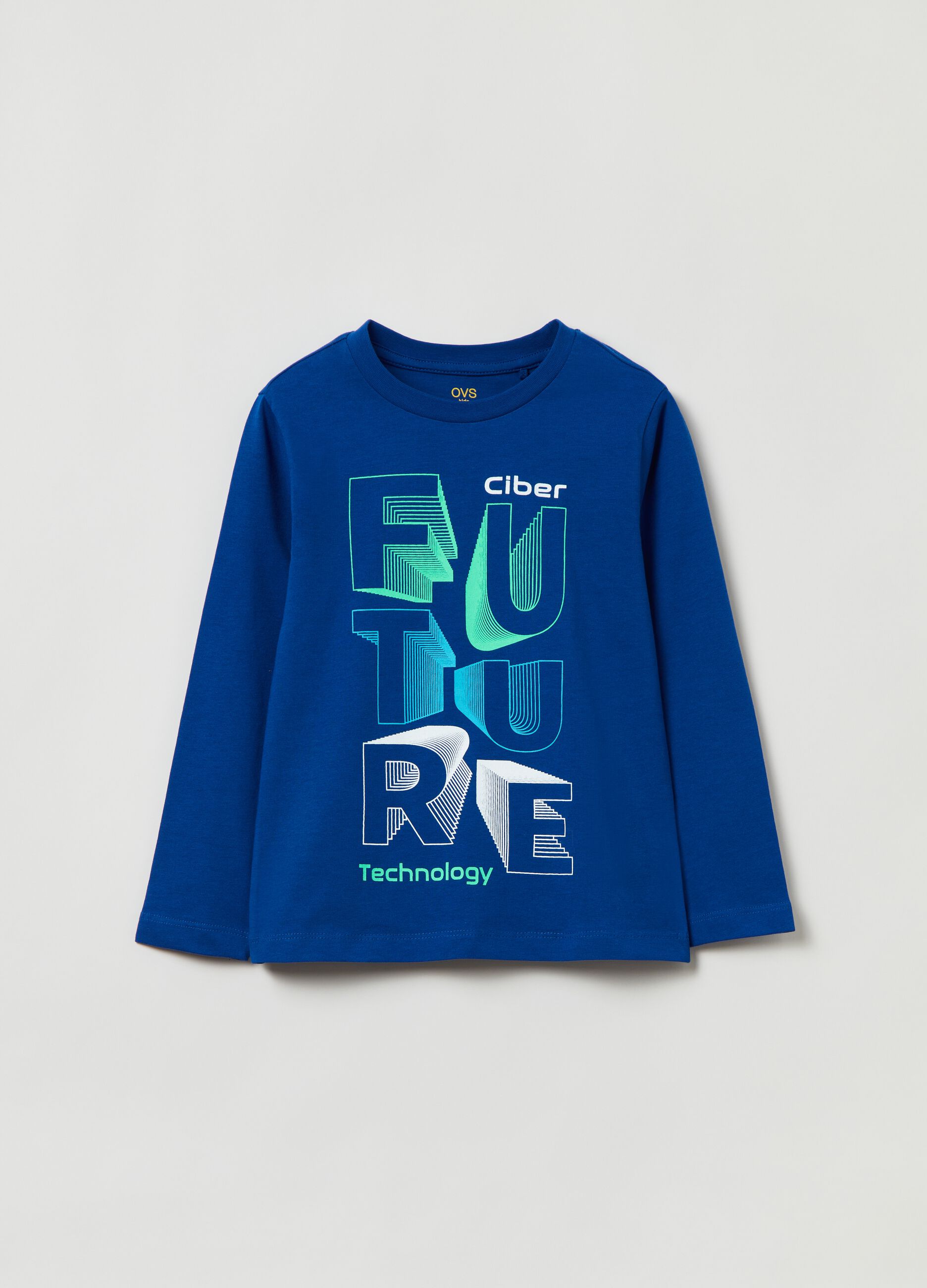 T-shirt in cotone con stampa lettering_0