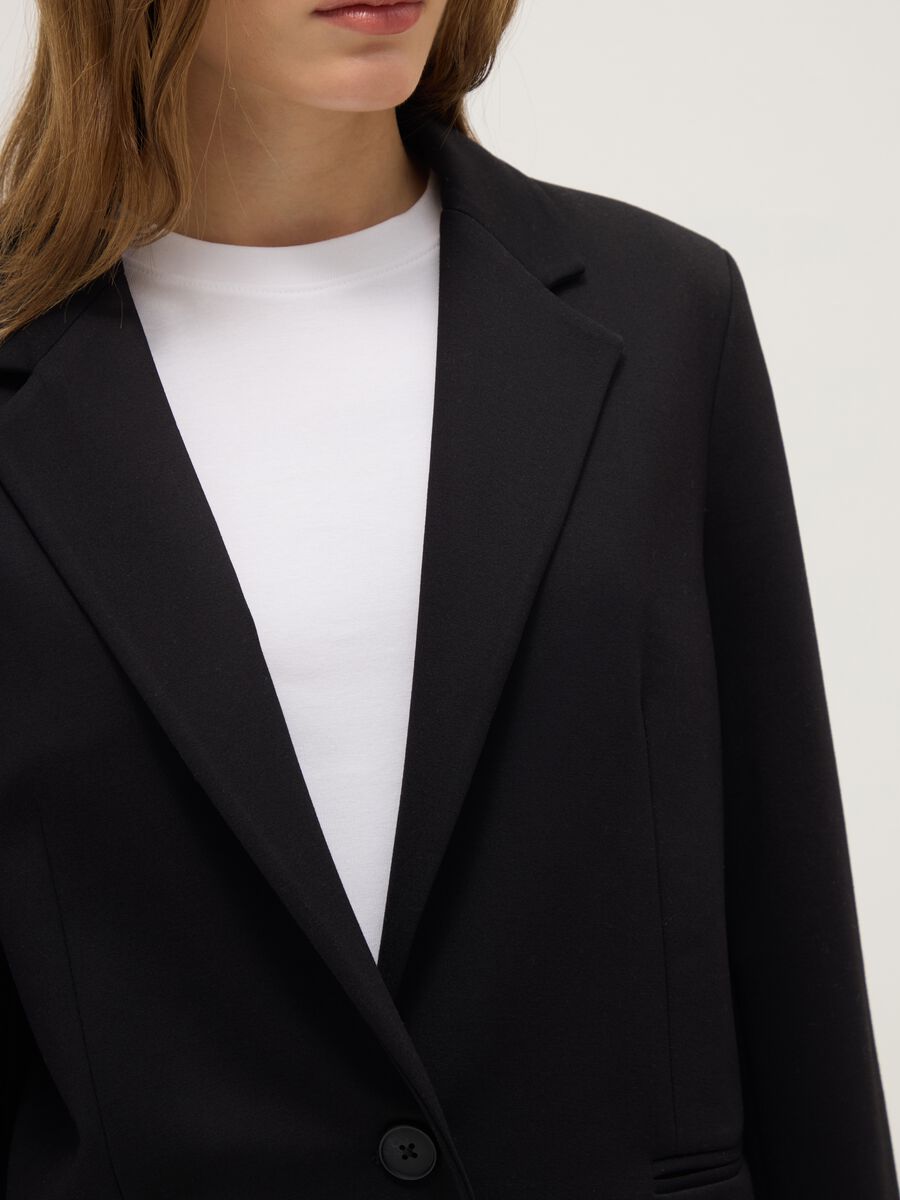 Regular Fit Black Single-Breasted Blazer_3