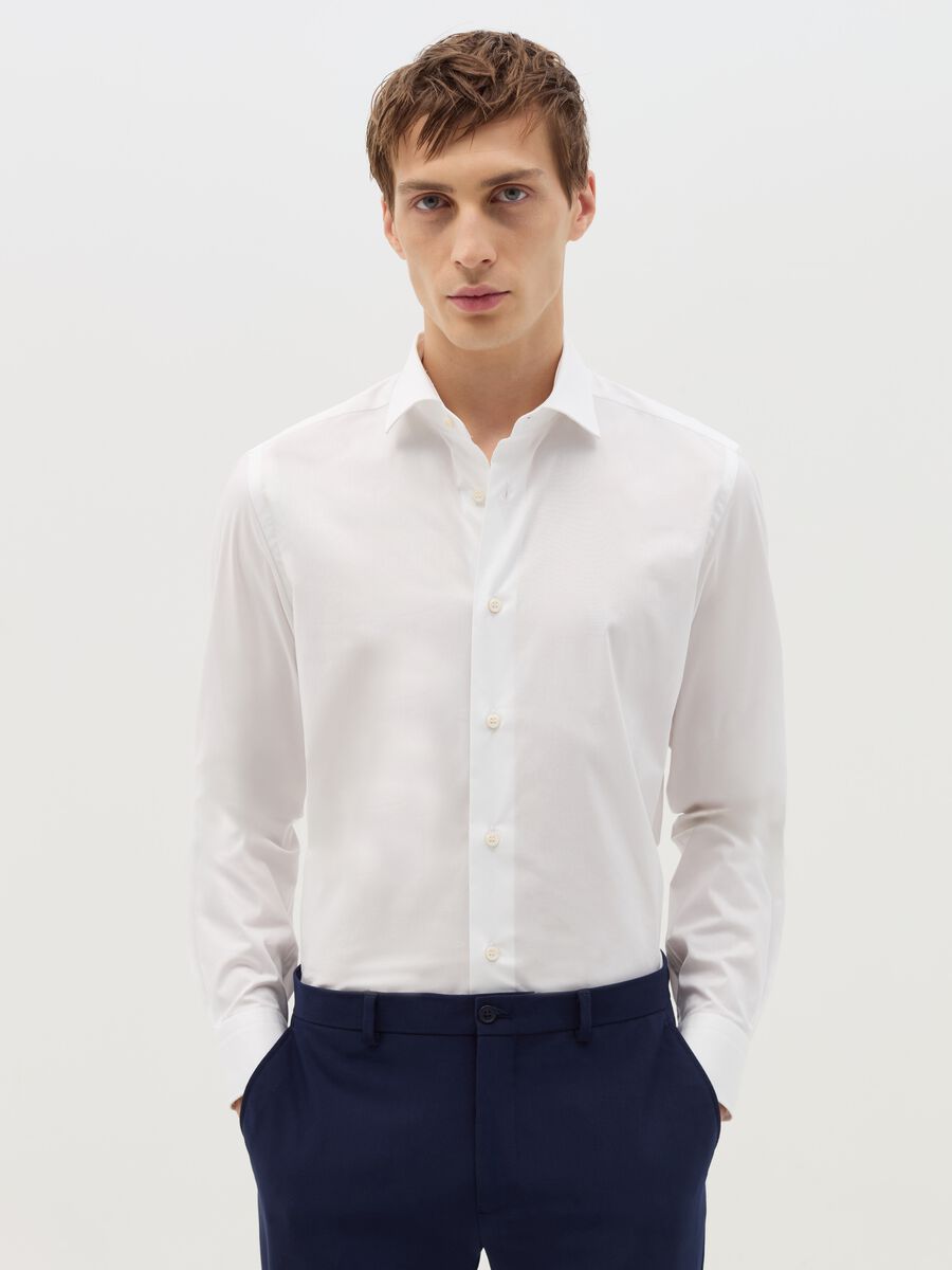 Camicia slim fit in cotone stretch_0