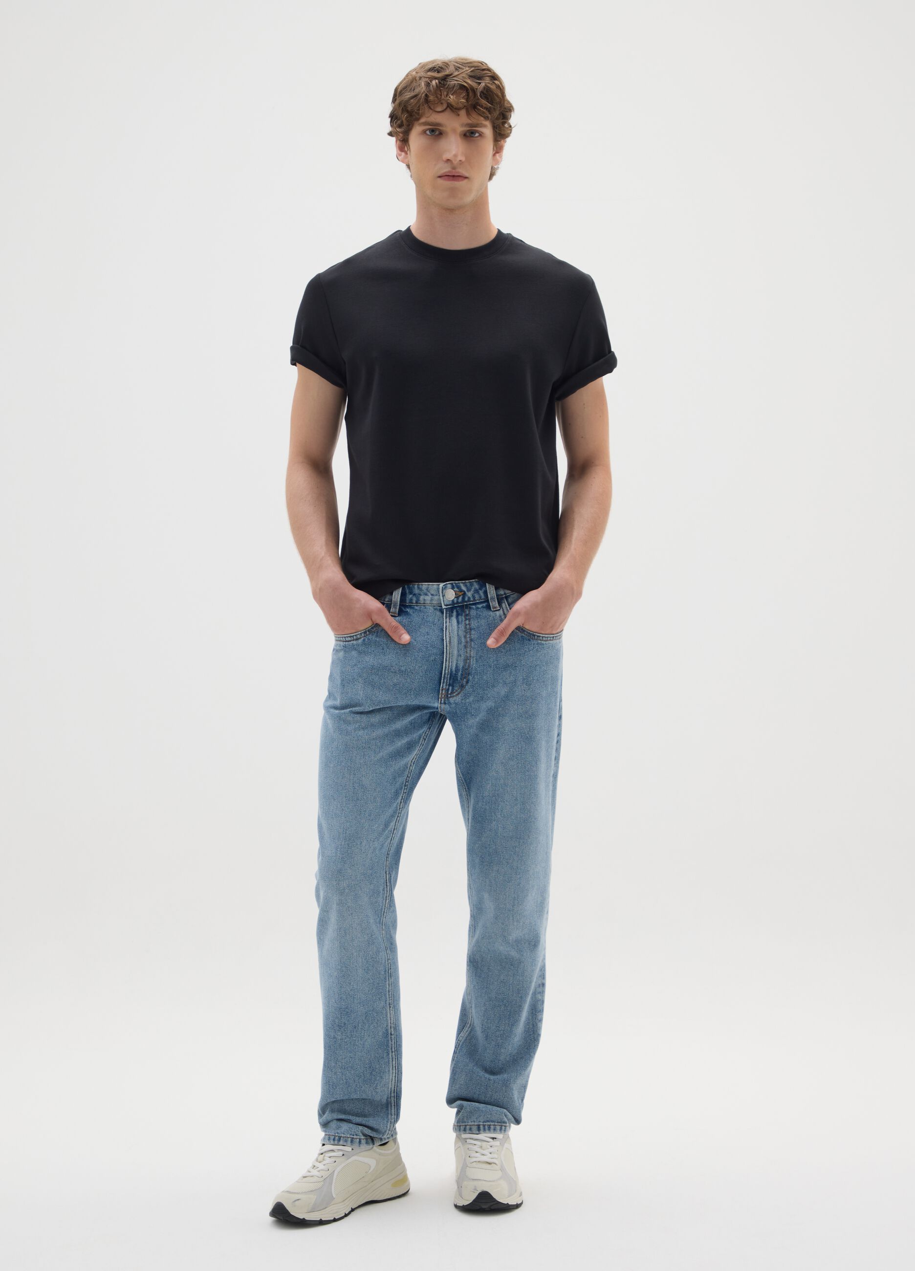 Black pure cotton regular fit T-shirt