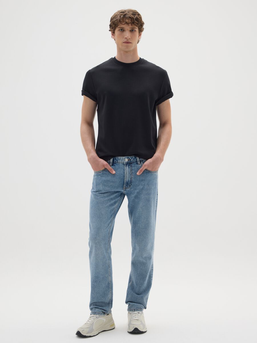 Black pure cotton regular fit T-shirt_1