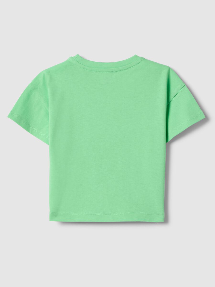 T-shirt in puro cotone verde da bambina regular fit con gelato_1