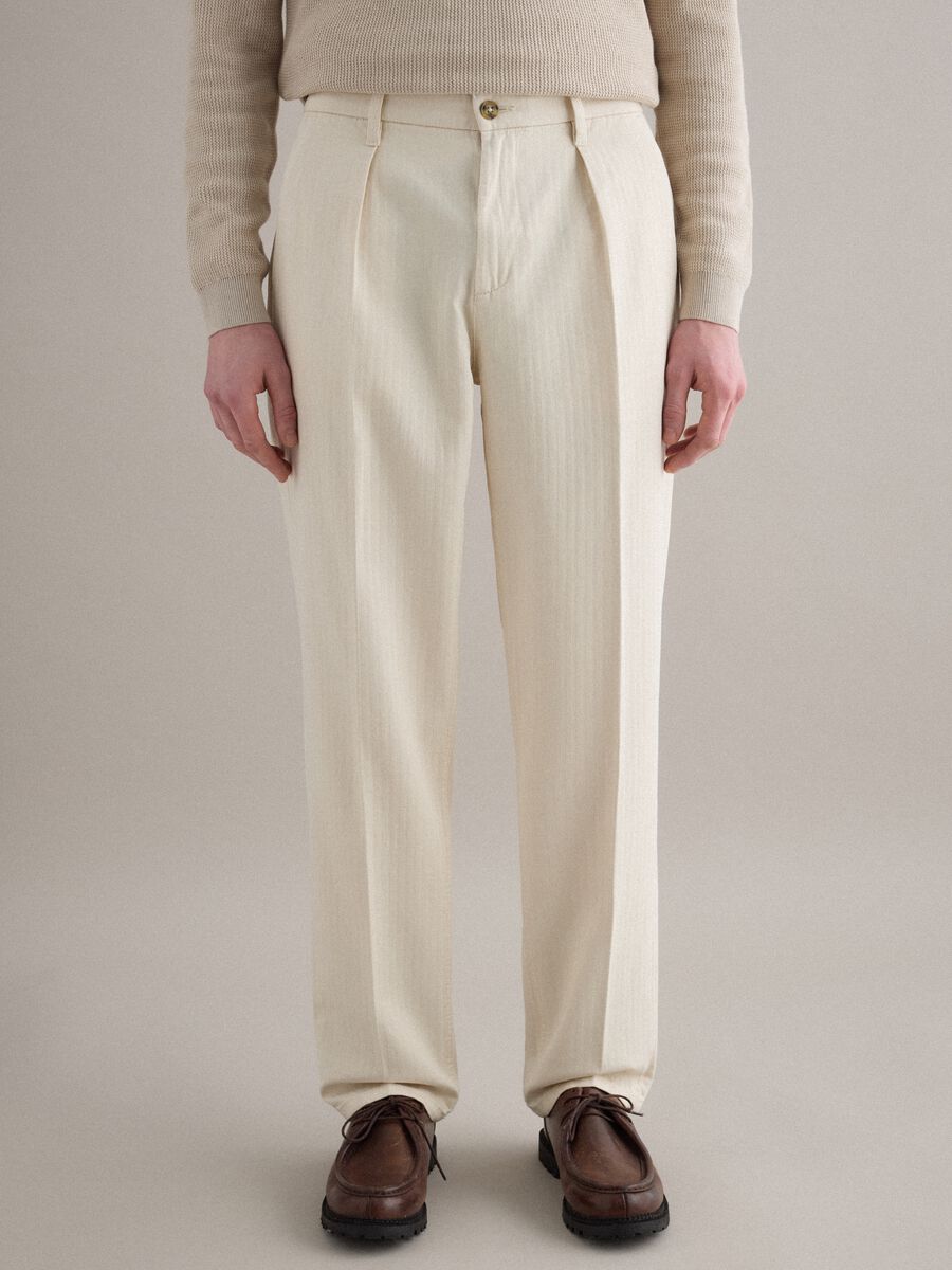 Beige Regular Fit Cotton Chinos_1