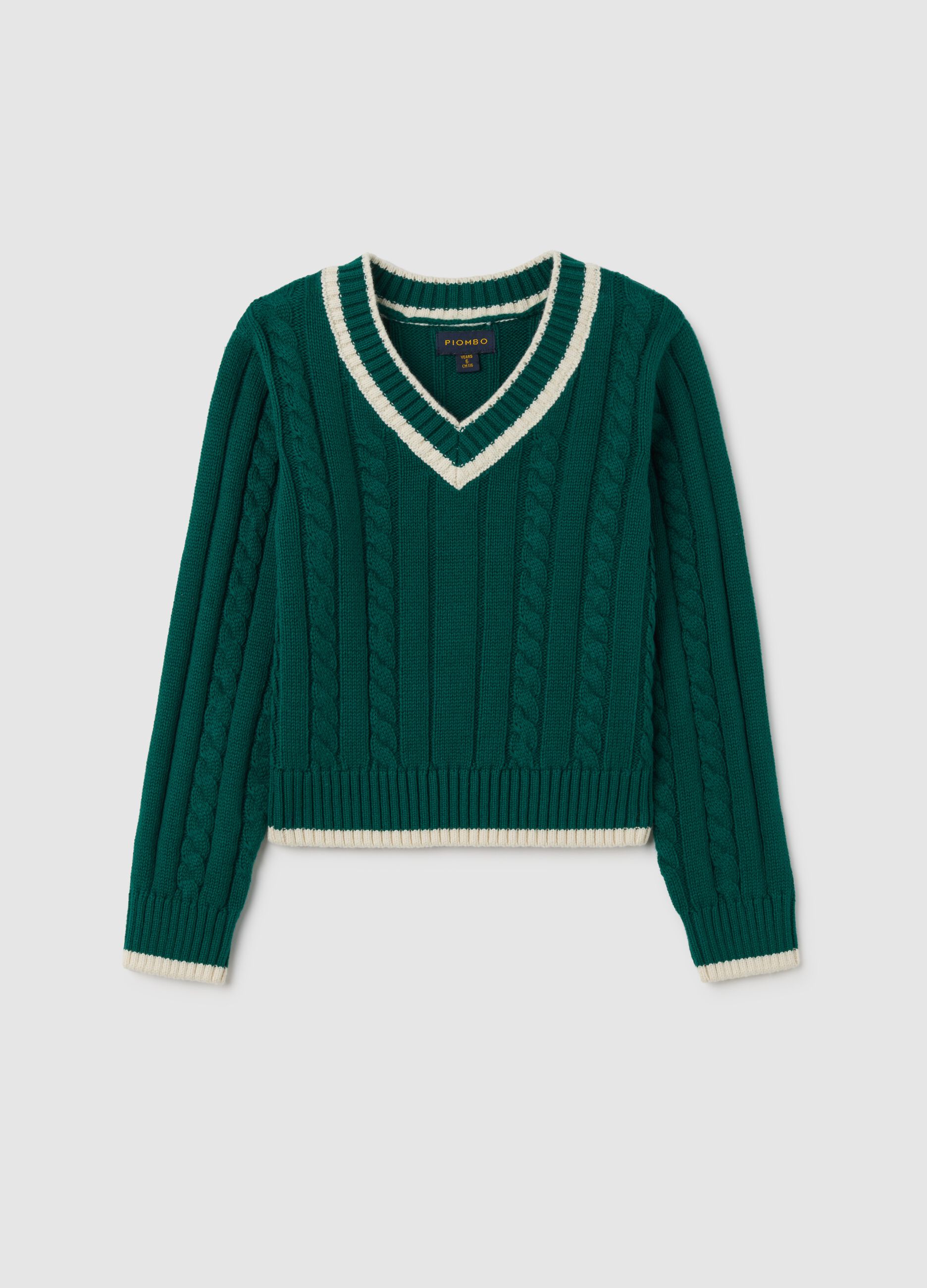 Girls' Regular Fit Green Pure Cotton Sweater