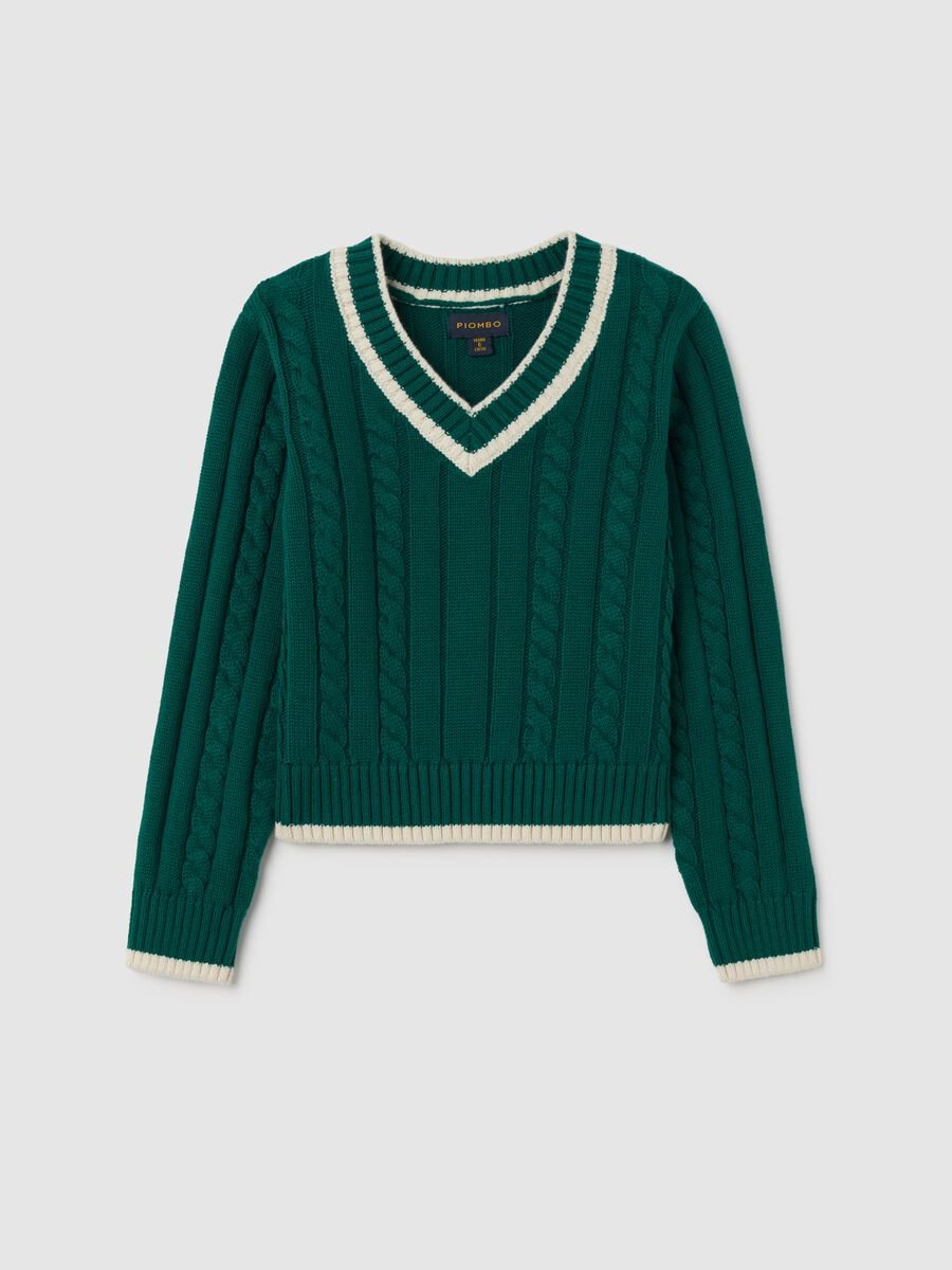 Girls' Regular Fit Green Pure Cotton Sweater_3