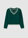 Girls' Regular Fit Green Pure Cotton Sweater_3