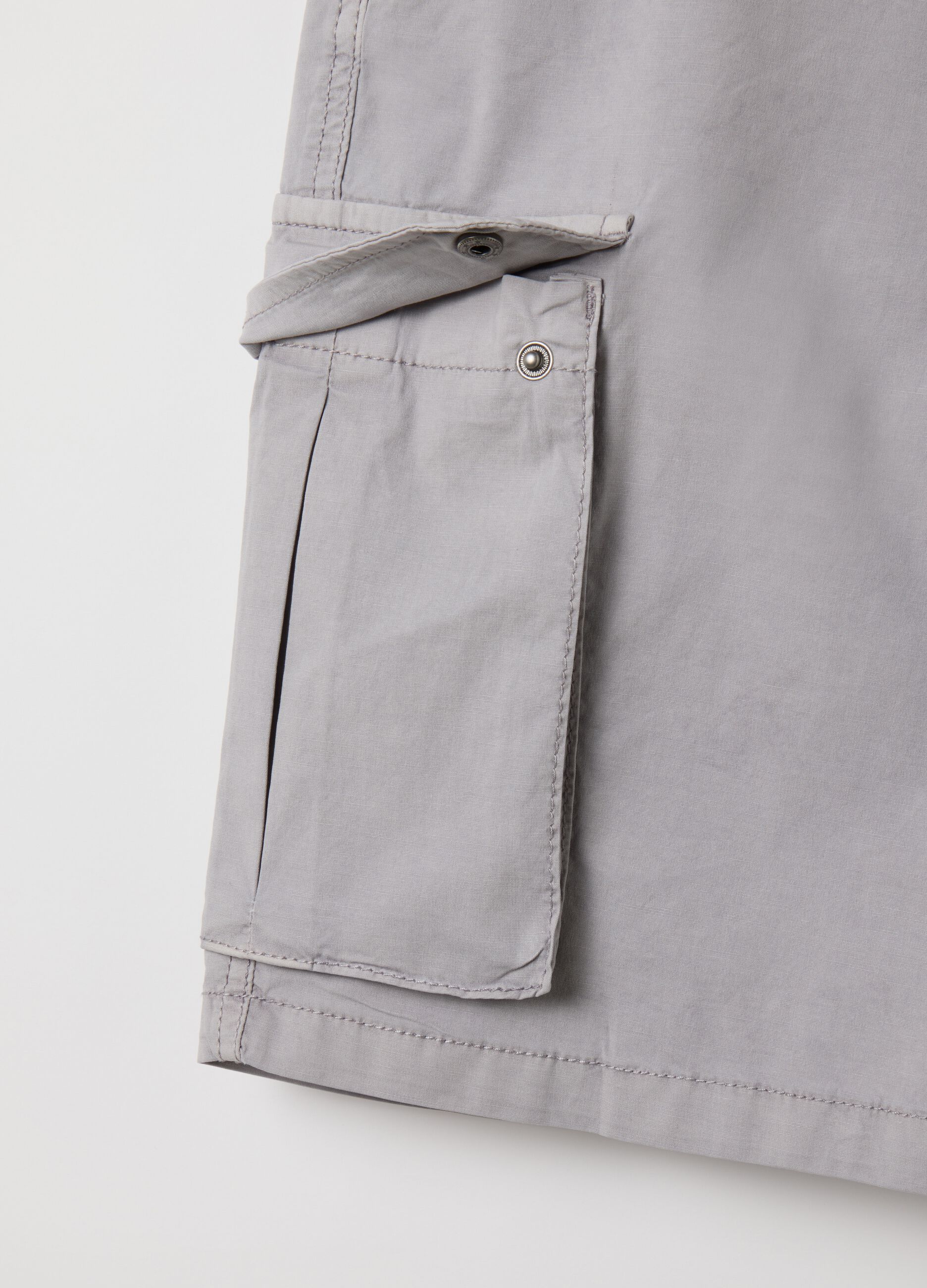 Men's grey stretch cotton regular fit bermuda shorts