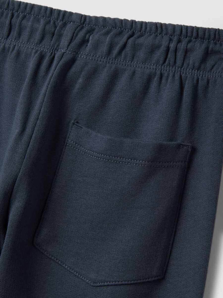 Children's Regular Fit Blue Cotton Jogger Trousers_3