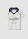 White pure cotton regular fit polo neck T-shirt with print_4