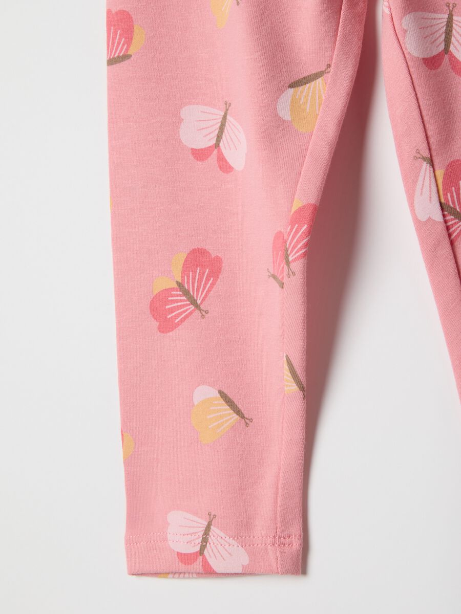 Two-pack multicolour elastic cotton leggings for slim fit baby girls_3