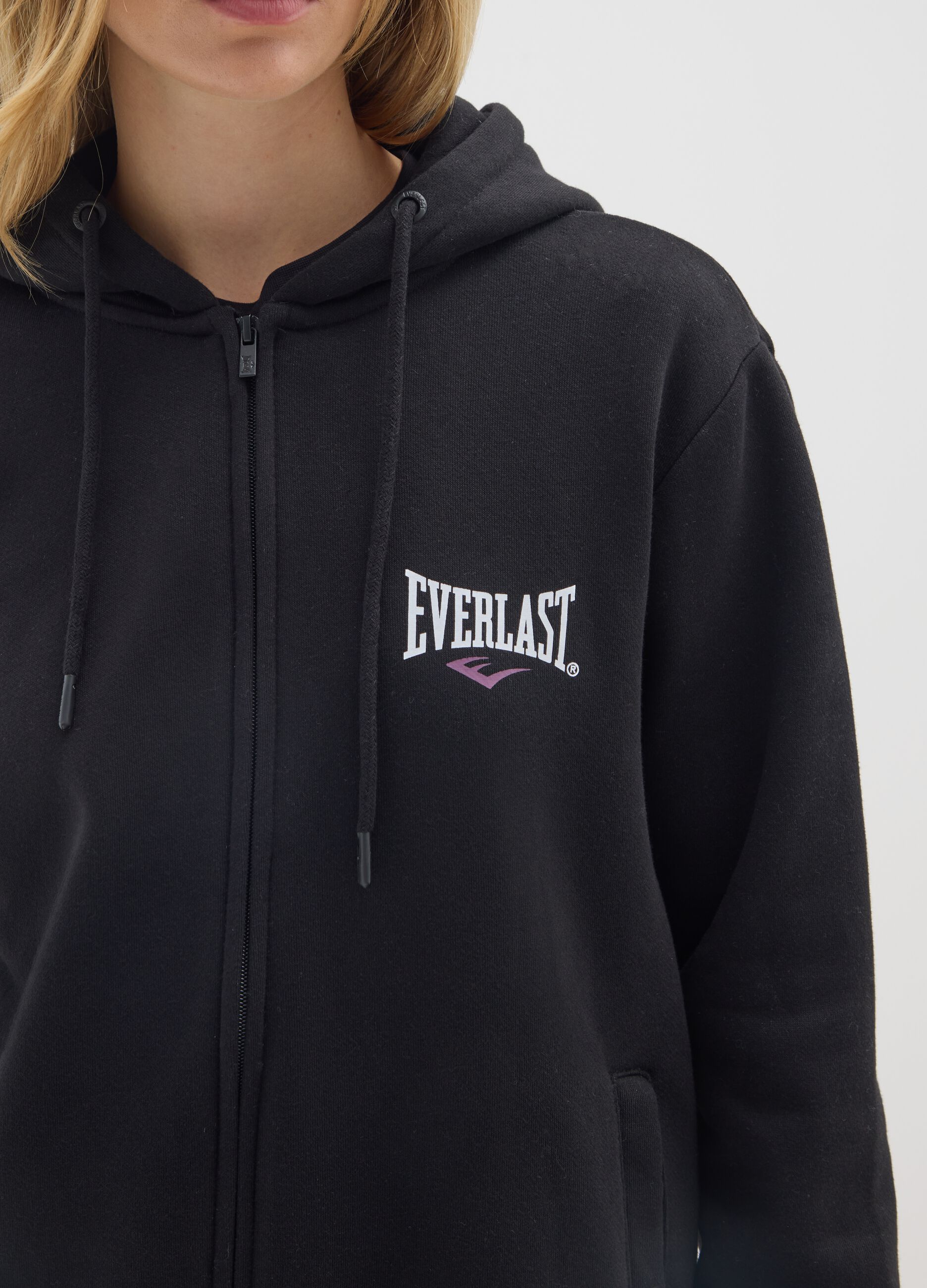 Black regular fit cotton blend sweatshirt