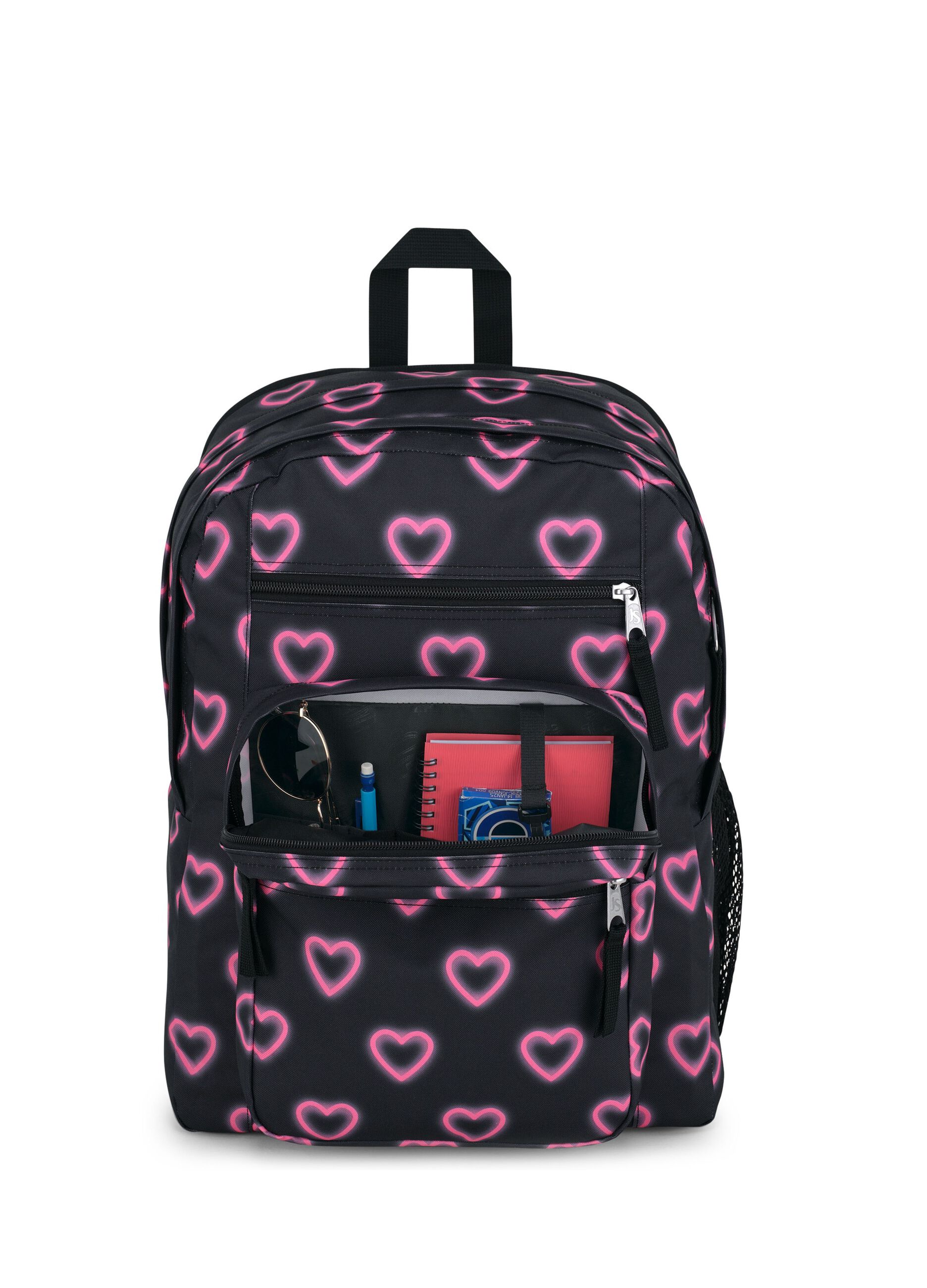Big Student backpack with hearts pattern
