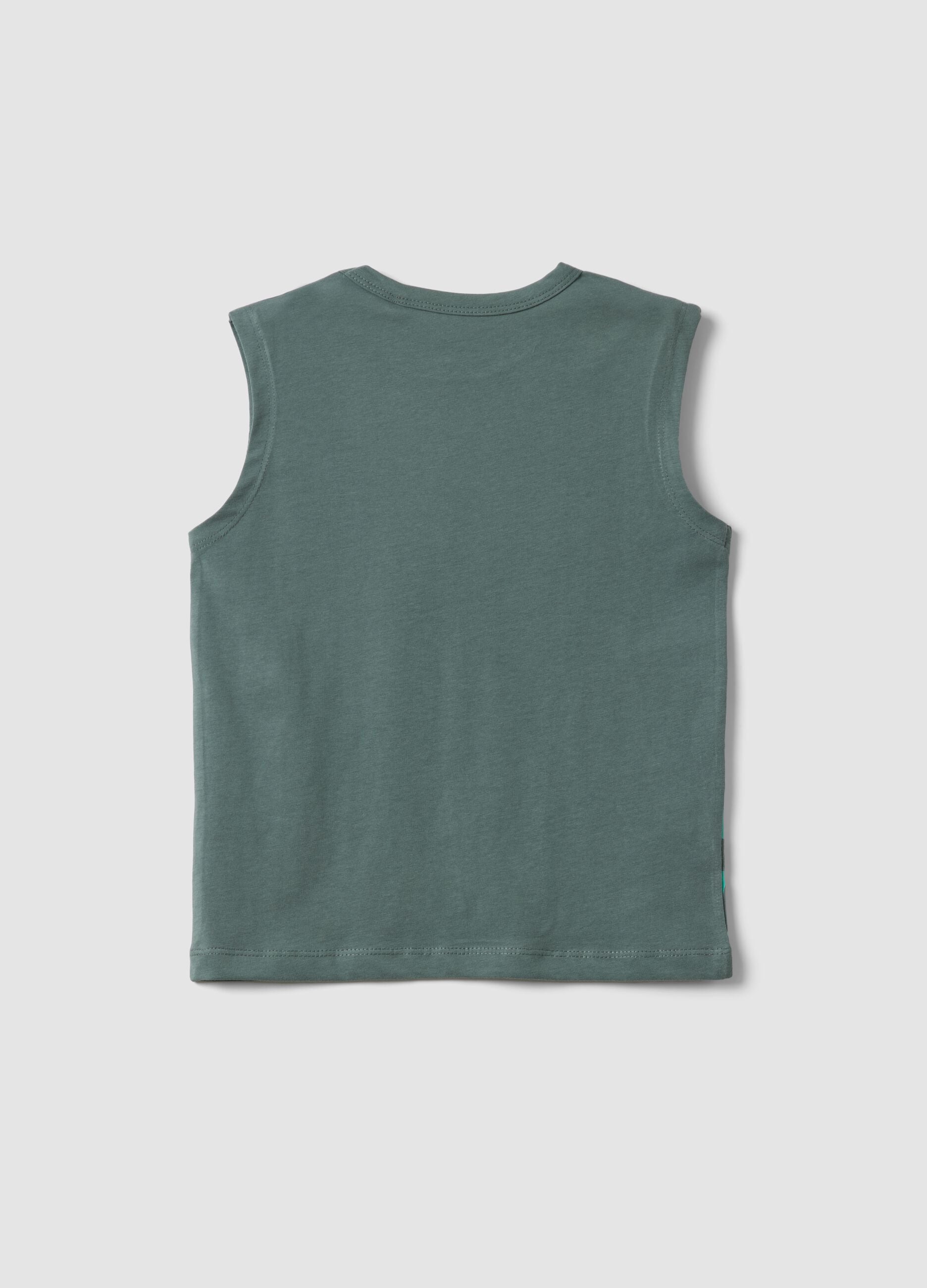Green organic cotton vest top