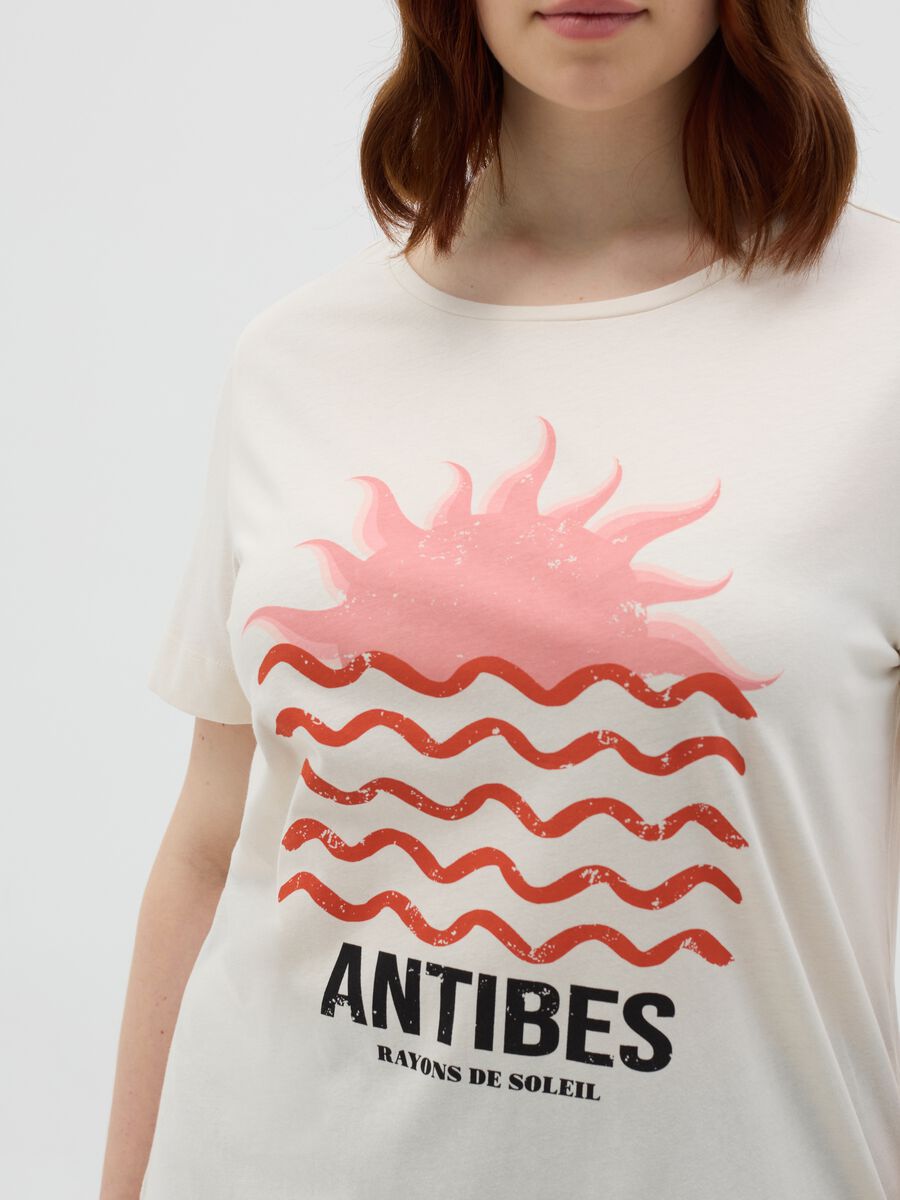 White cropped T-shirt with Antibes print_2