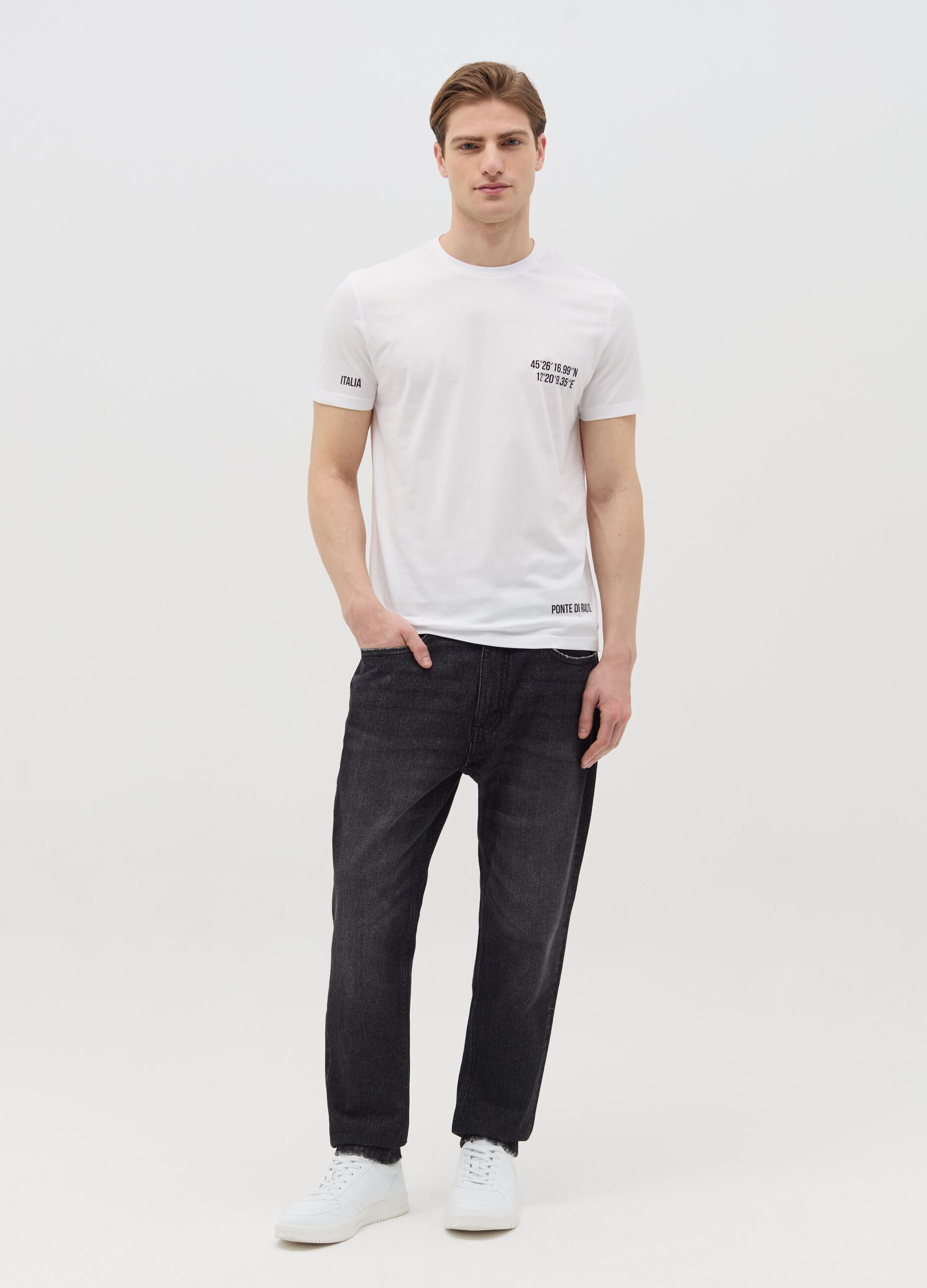 Cotton T-shirt with "Ponte di Rialto" print